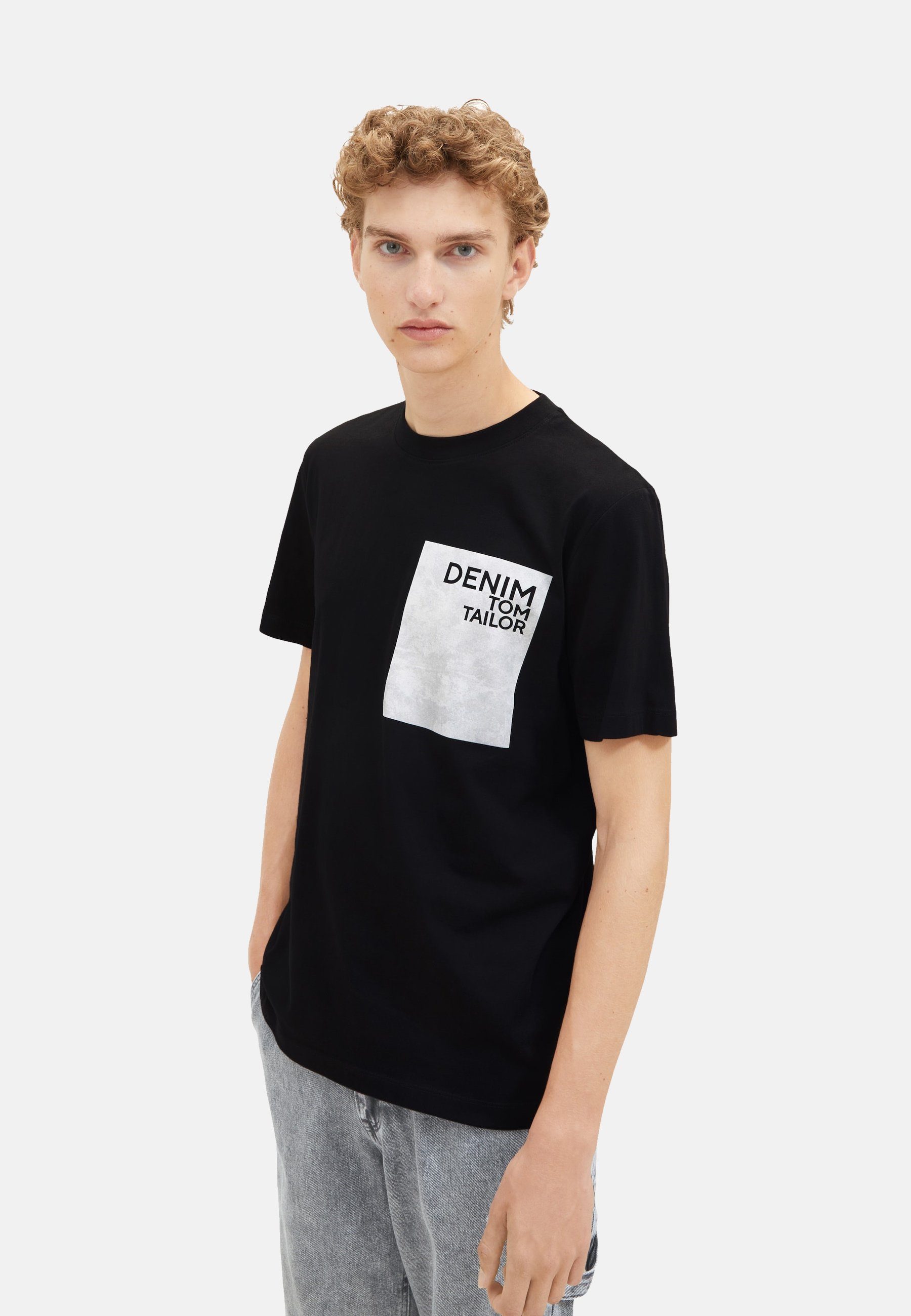T-Shirt TAILOR T-Shirt schwarz (1-tlg) Kurzarmshirt TOM
