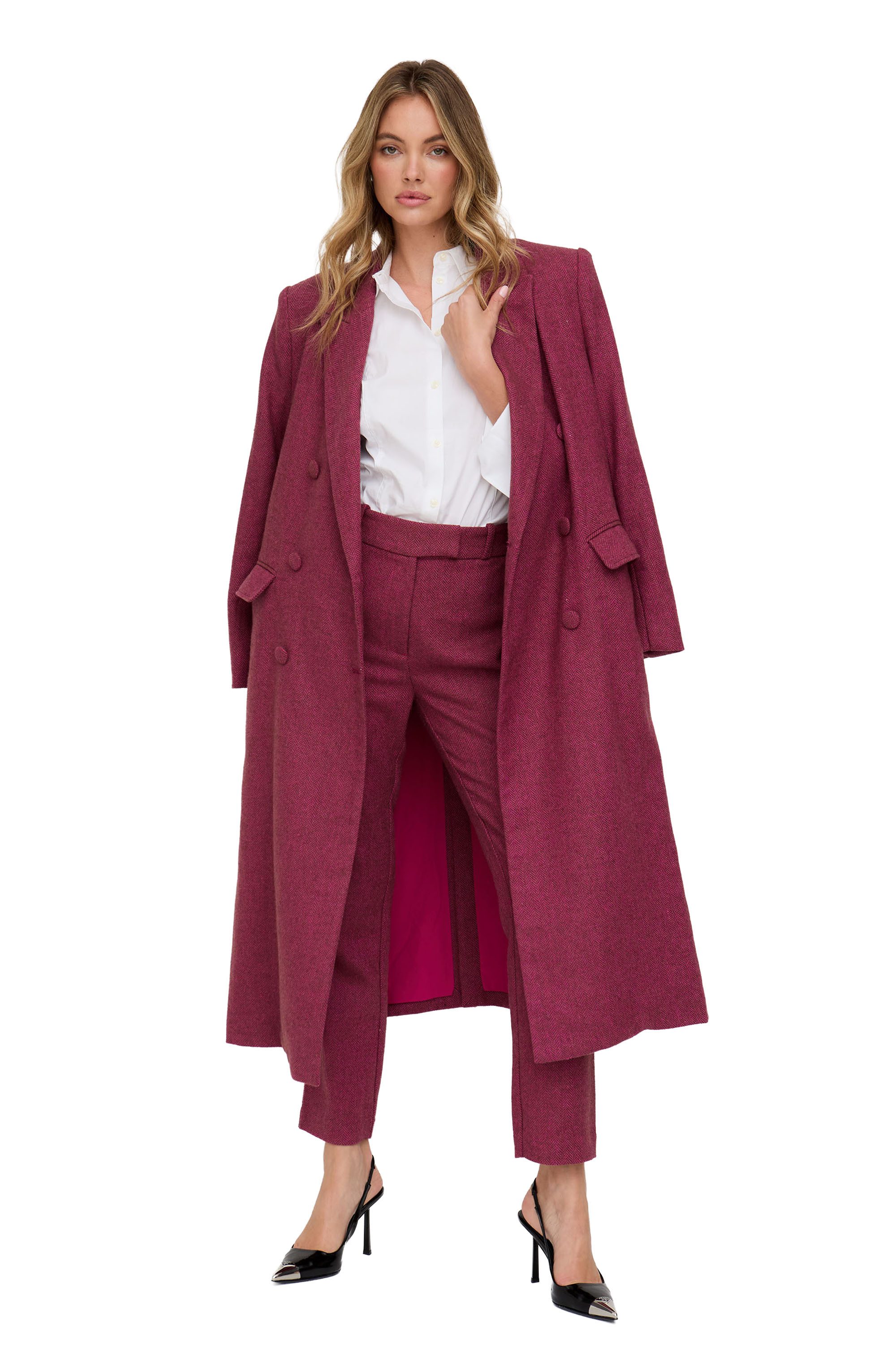 Lily and Lionel Langmantel Jakki Tailored Herringbone Print Coat Damen