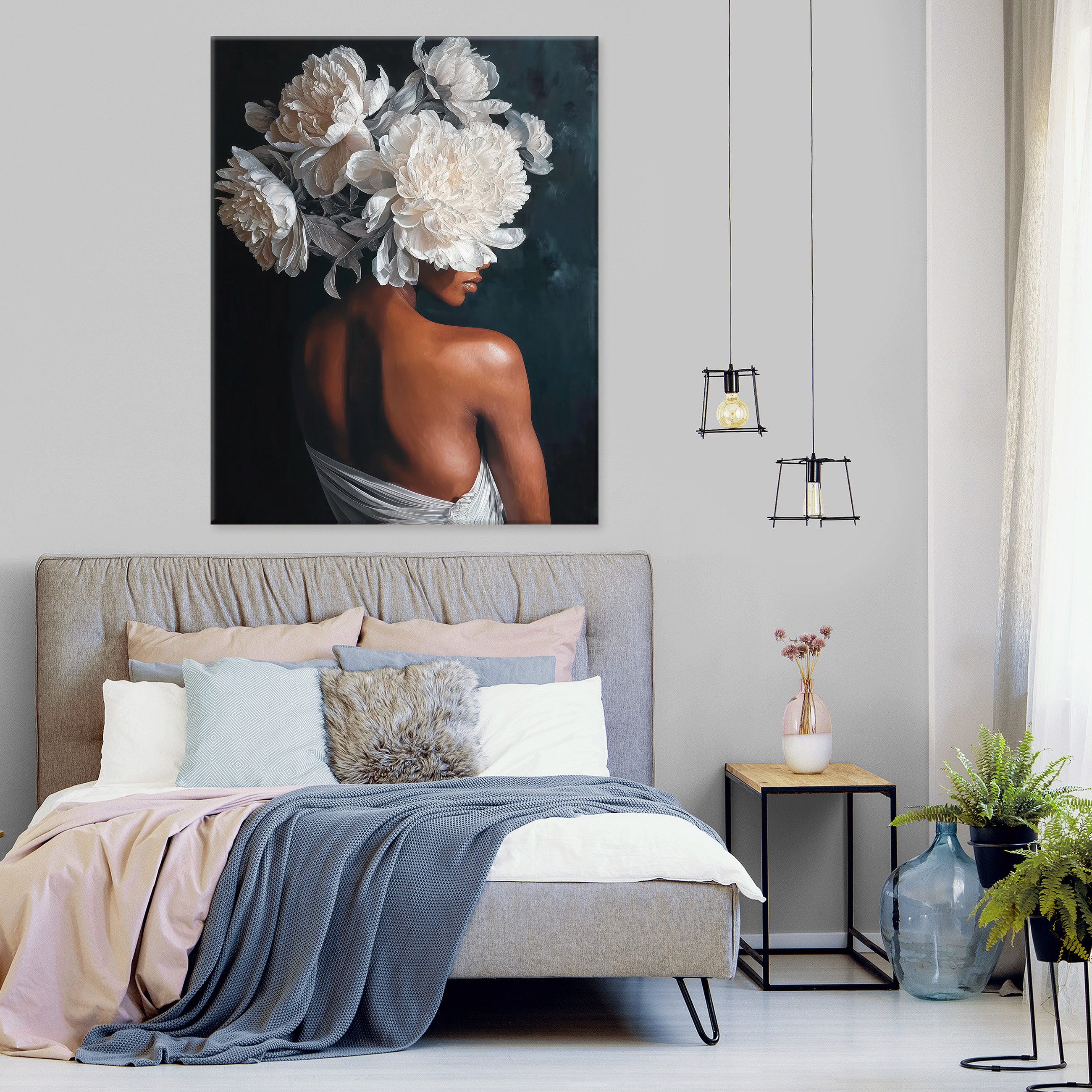 Wallarena Leinwandbild Frau Blumen Abstrakt Modern Wandbilder Wand Deko XXL günstig online kaufen