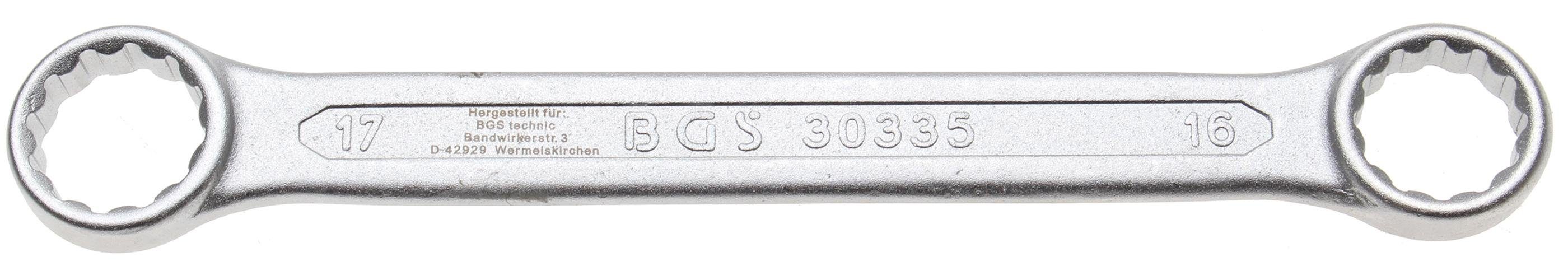 BGS technic Ringschlüssel Doppel-Ringschlüssel, extra flach, SW 16 x 17 mm