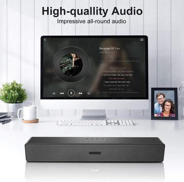 GOOLOO HiFi-Klang Computer Soundbar, Tragbarer Musikbox mit 3D-Stereo-Sound Bluetooth-Lautsprecher (USB-betrieben, 3,5 mm AUX Anschluss, für PC, Desktop, Laptop)