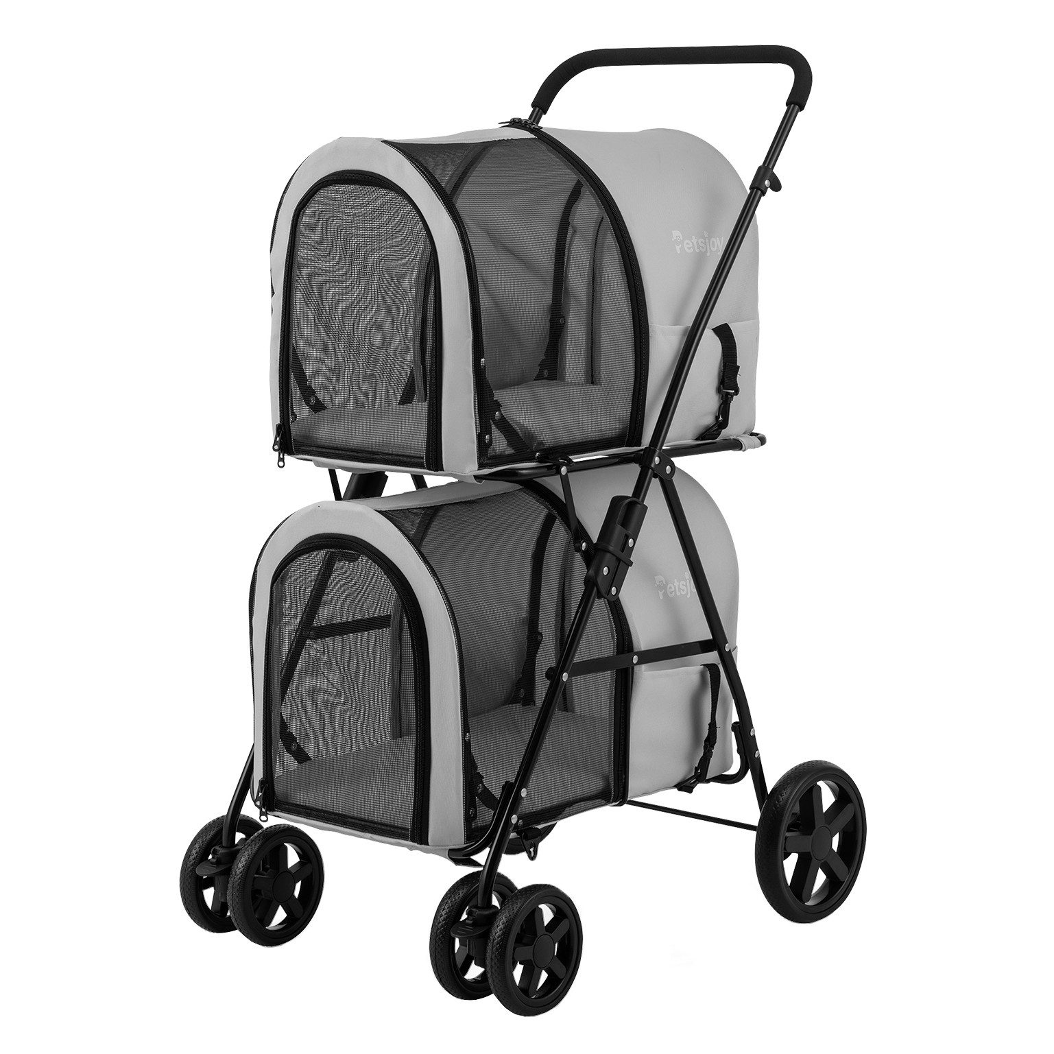 COSTWAY Hundebuggy, 2 Etagen Hundewagen, Haustiere Buggy, Katzenbuggy
