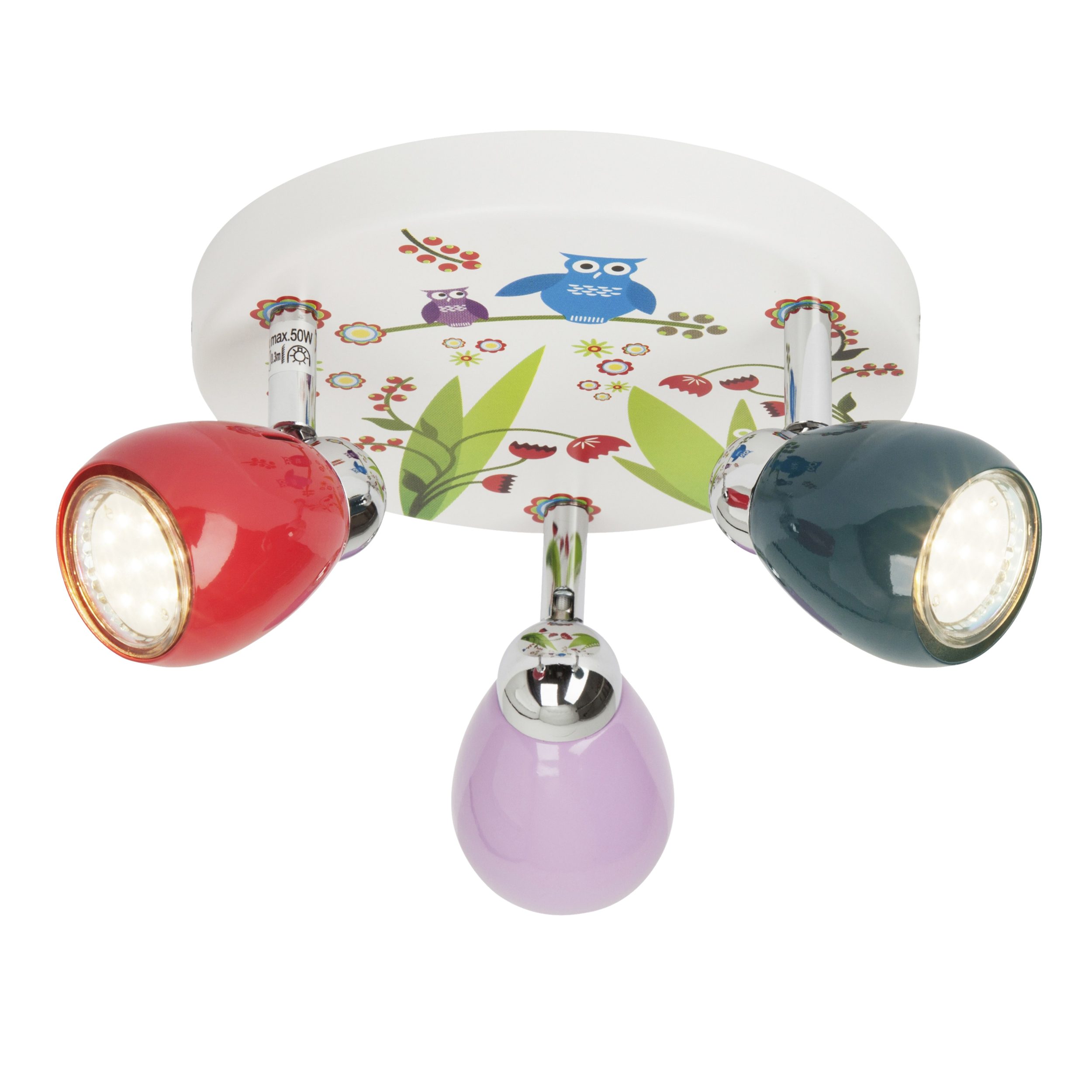 Lightbox Deckenstrahler, LED wechselbar, Warmweiß, Deckenstrahler mit warmweißem Licht, 3 flammiges Spotrondell Kinder
