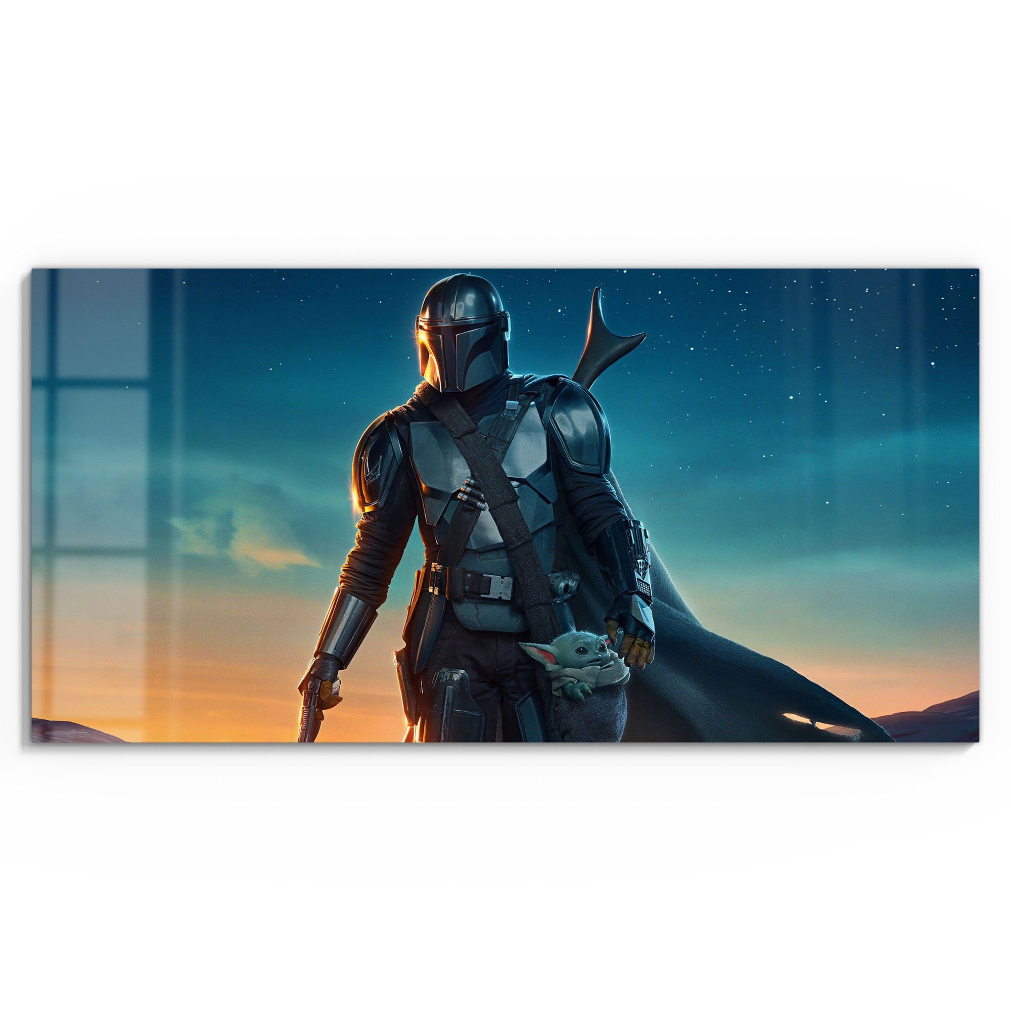 DEQORI Glasbild 'Mandalorian und Baby Yoda', günstig online kaufen