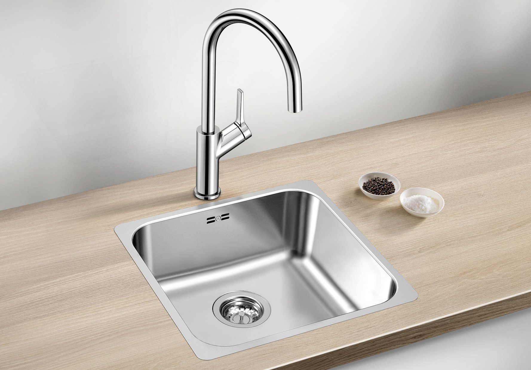 Blanco Edelstahlspüle SUPRA 400-IF R12, eckig, 44/44 cm, (1 St), zum wechselseitigen Einbau geeignet
