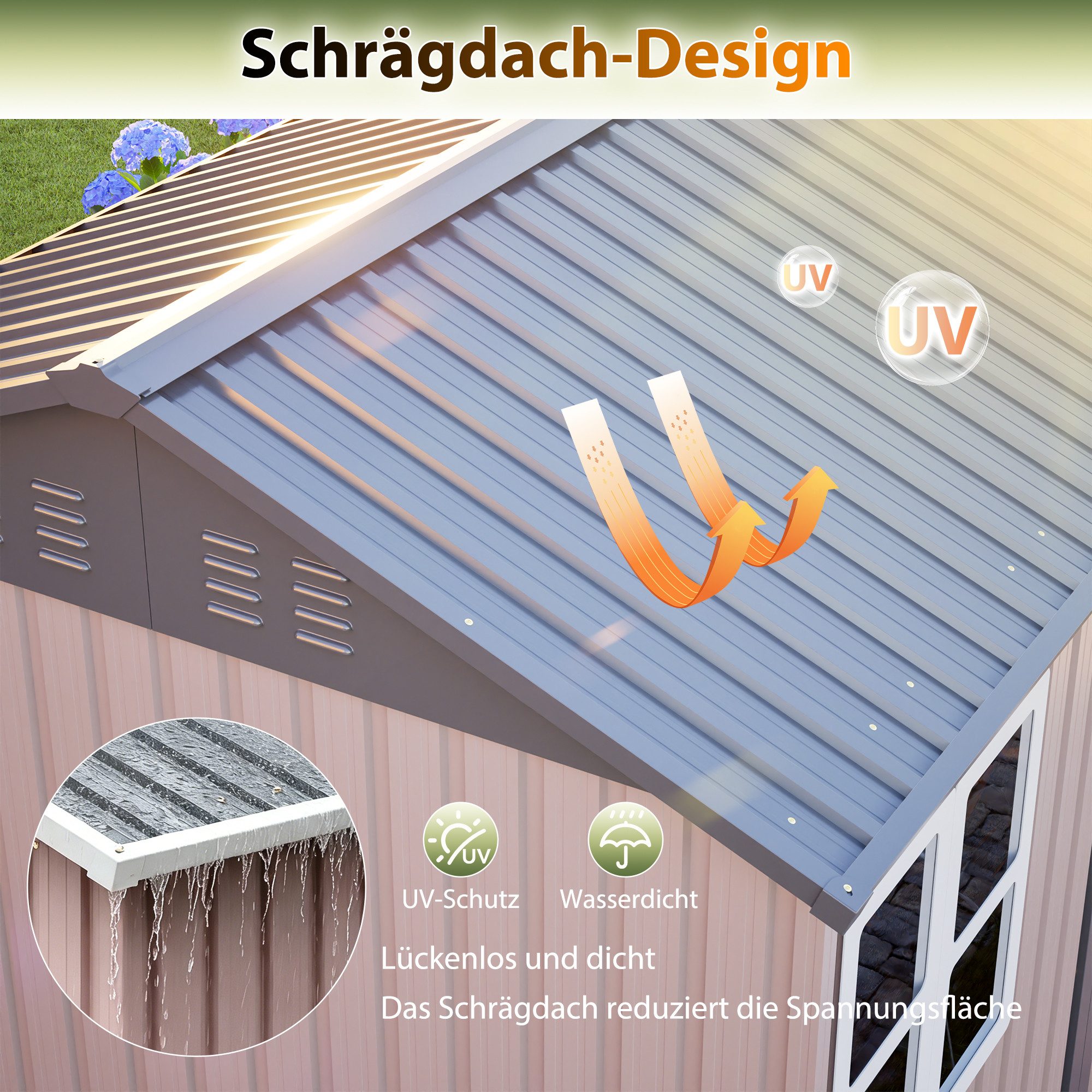 GIHAUVIA Gerätehaus Metall-Gartenhaus DIY Gerätehaus Outdoor Lagerung Wind-Regendicht .