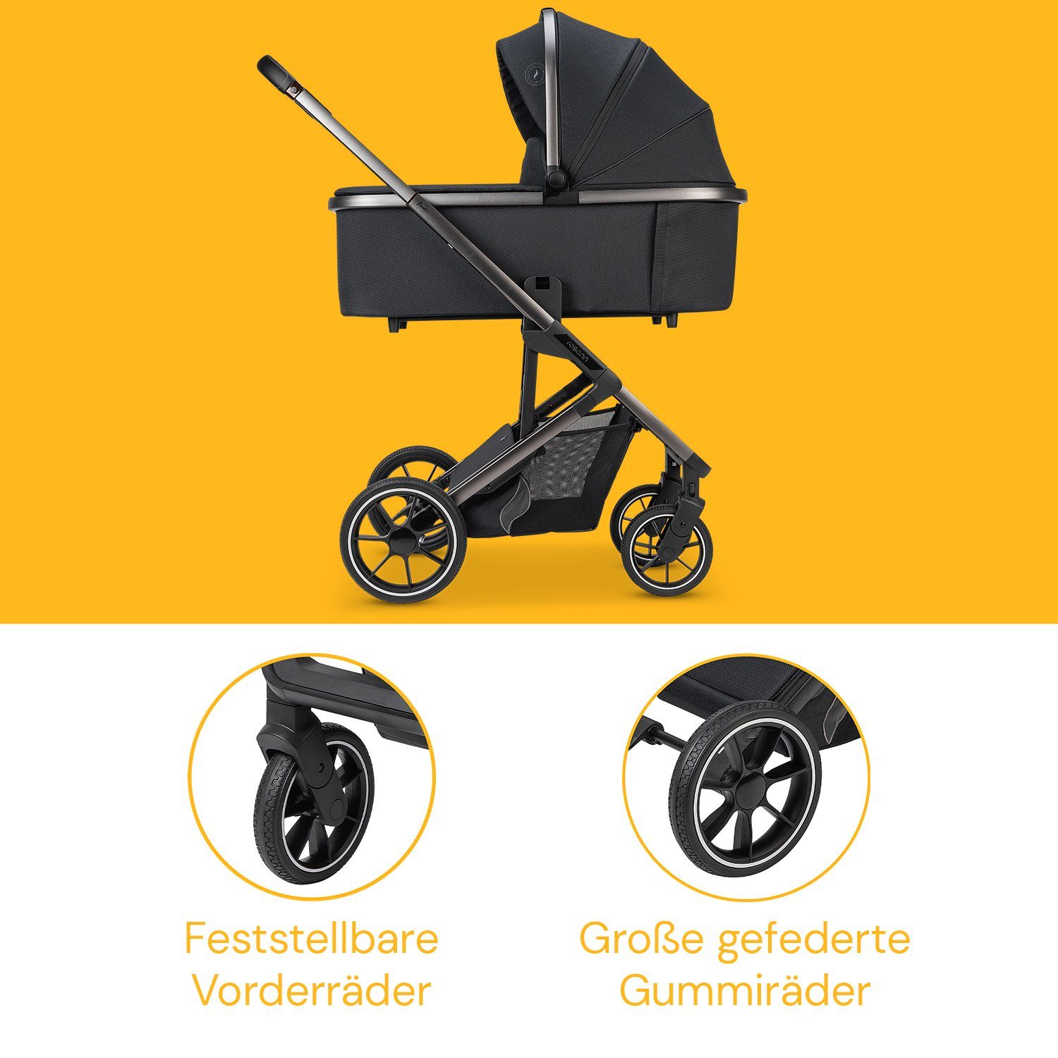 Osann Kombi-Kinderwagen Juntos, mit Babywanne, Sportsitz, gefederte Gummiräder,hochwertige Materialien