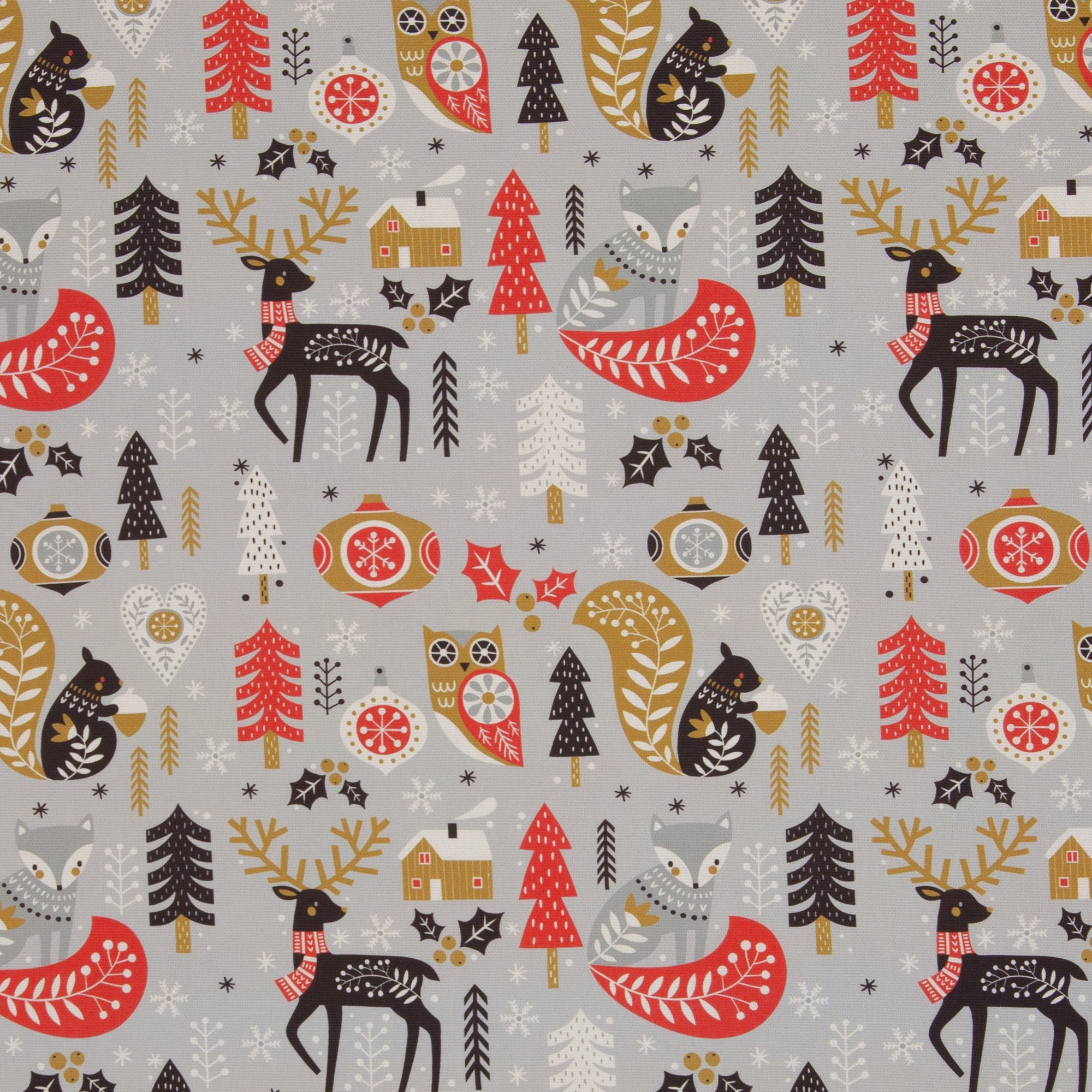 larissastoffe Stoff Baumwollstoff Swafing Waldtiere, Dekostoff Webware Weihnachten, Meterware, 50 cm x 140 cm