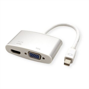 ROLINE 4K MiniDP - HDMI/VGA Adapterkabel, MiniDP ST - HDMI/VGA BU Audio- & Video-Adapter Mini DisplayPort Männlich (Stecker) zu HDMI Typ A Weiblich (Buchse), 10.0 cm, Aktiv