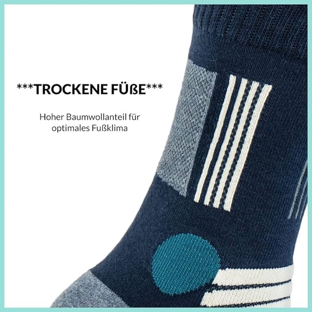 FOOTNOTE Wandersocken Hobbes/39-42/blau (3-Paar) ergonomische Spezialzonen, hoher Tragekomfort, perfekter Wegbegleiter