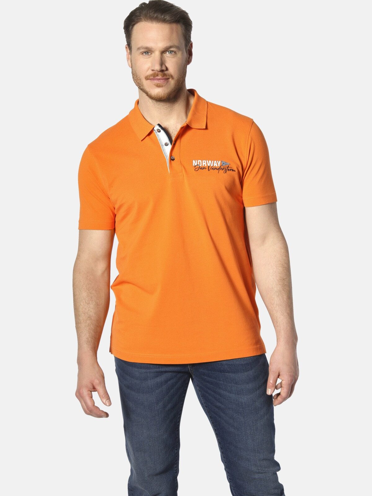 Jan Vanderstorm Poloshirt JAKOV mit Kontrast-Knopfleiste