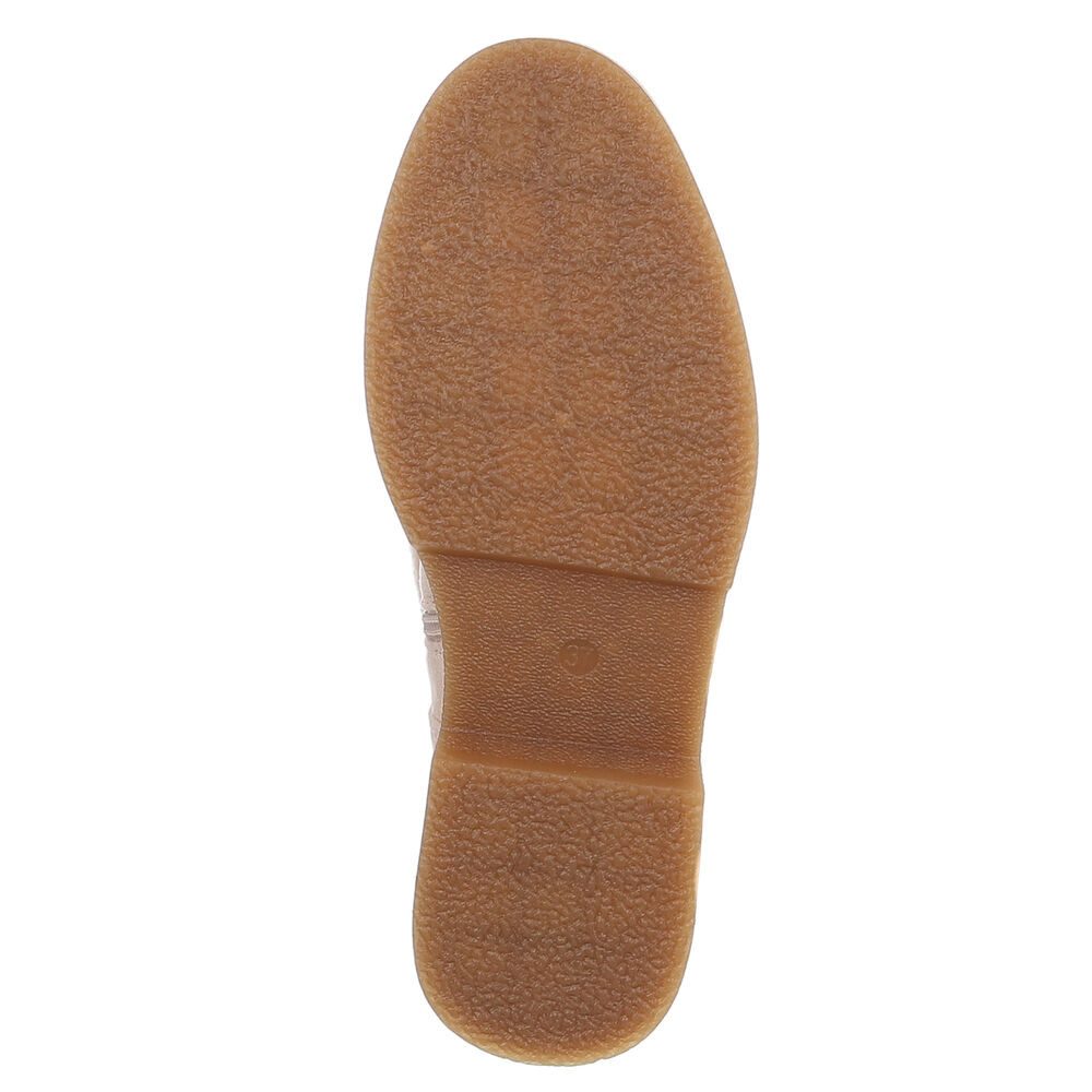 Ital-Design Kniehohe Damenstiefel mit kuscheligem Bund für Winter Stiefel (90542750) Blockabsatz Flache Stiefel in Beige