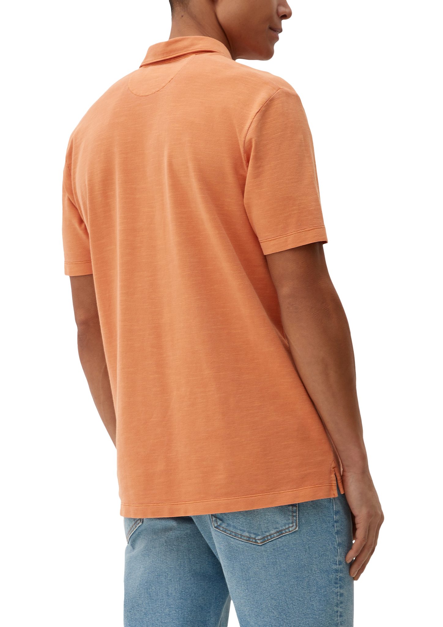 orange Label-Patch mit Label-Patch Poloshirt s.Oliver Kurzarmshirt