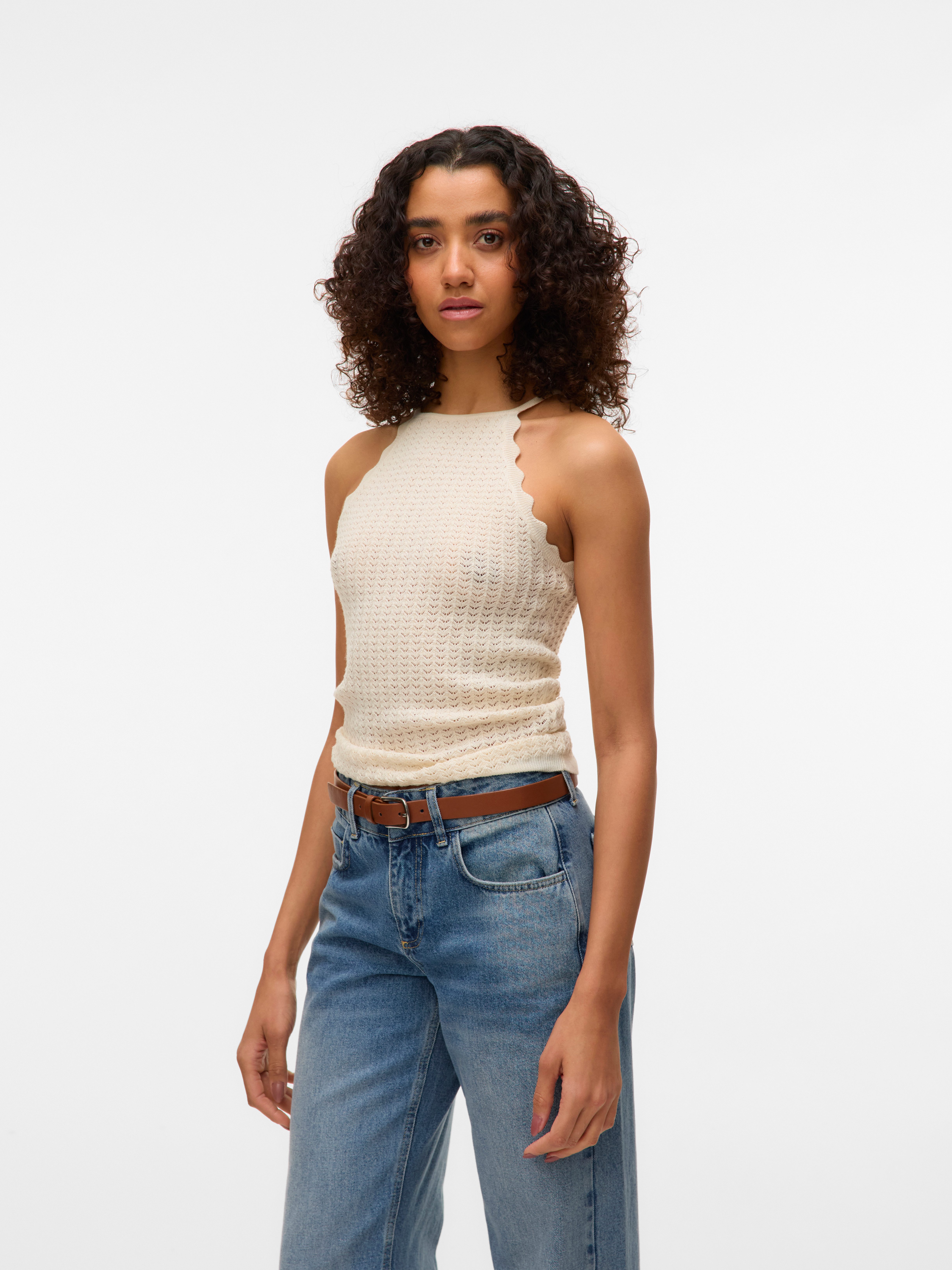Vero Moda Stricktop VMPANAMA SL KNIT TOP VMA NOOS im tollen Ajour-Strickmuster