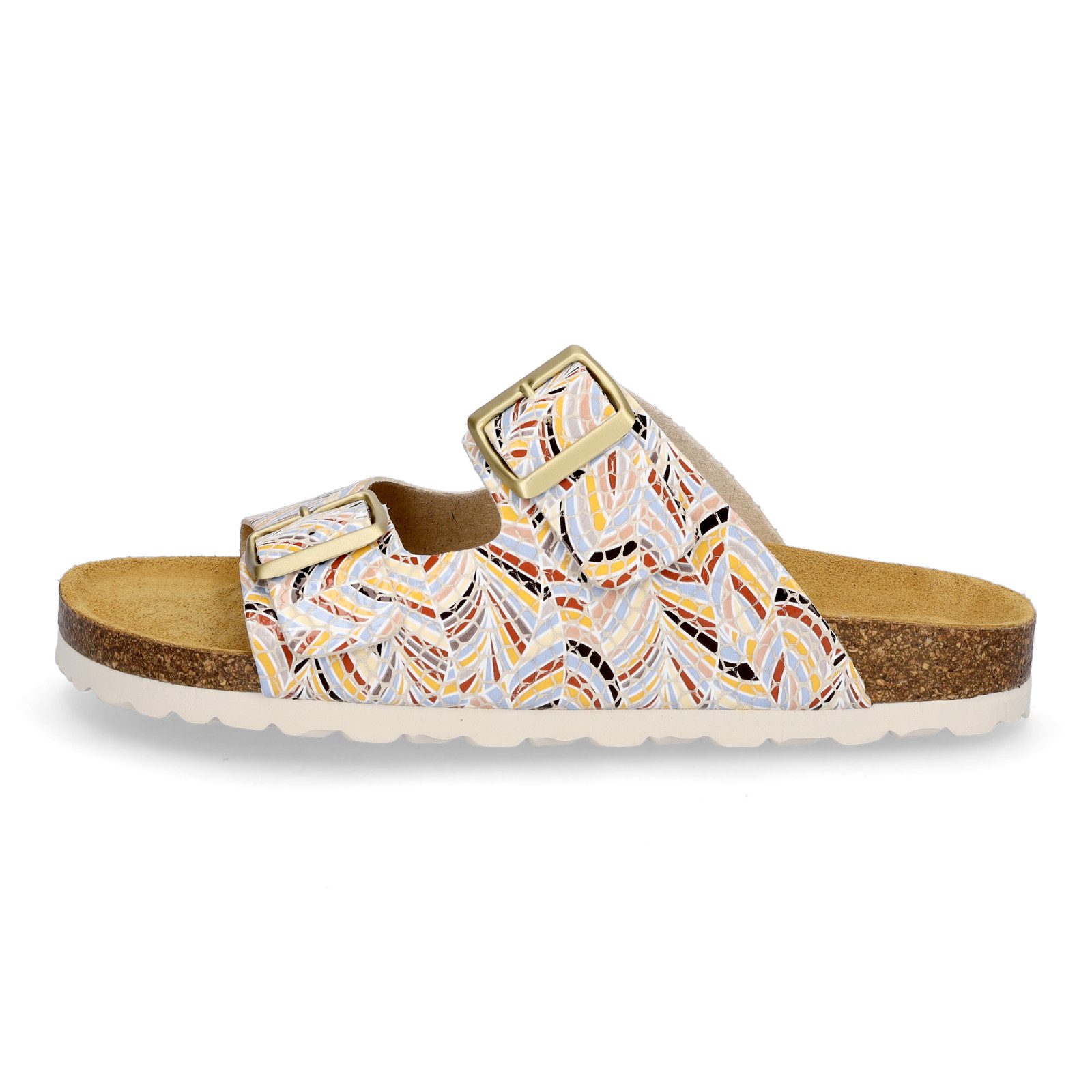 MIDS MOMO Damen Pantolette multi, Zweiriemer aus Kunstleder mit ergonomischem Fußbett & Schnallen