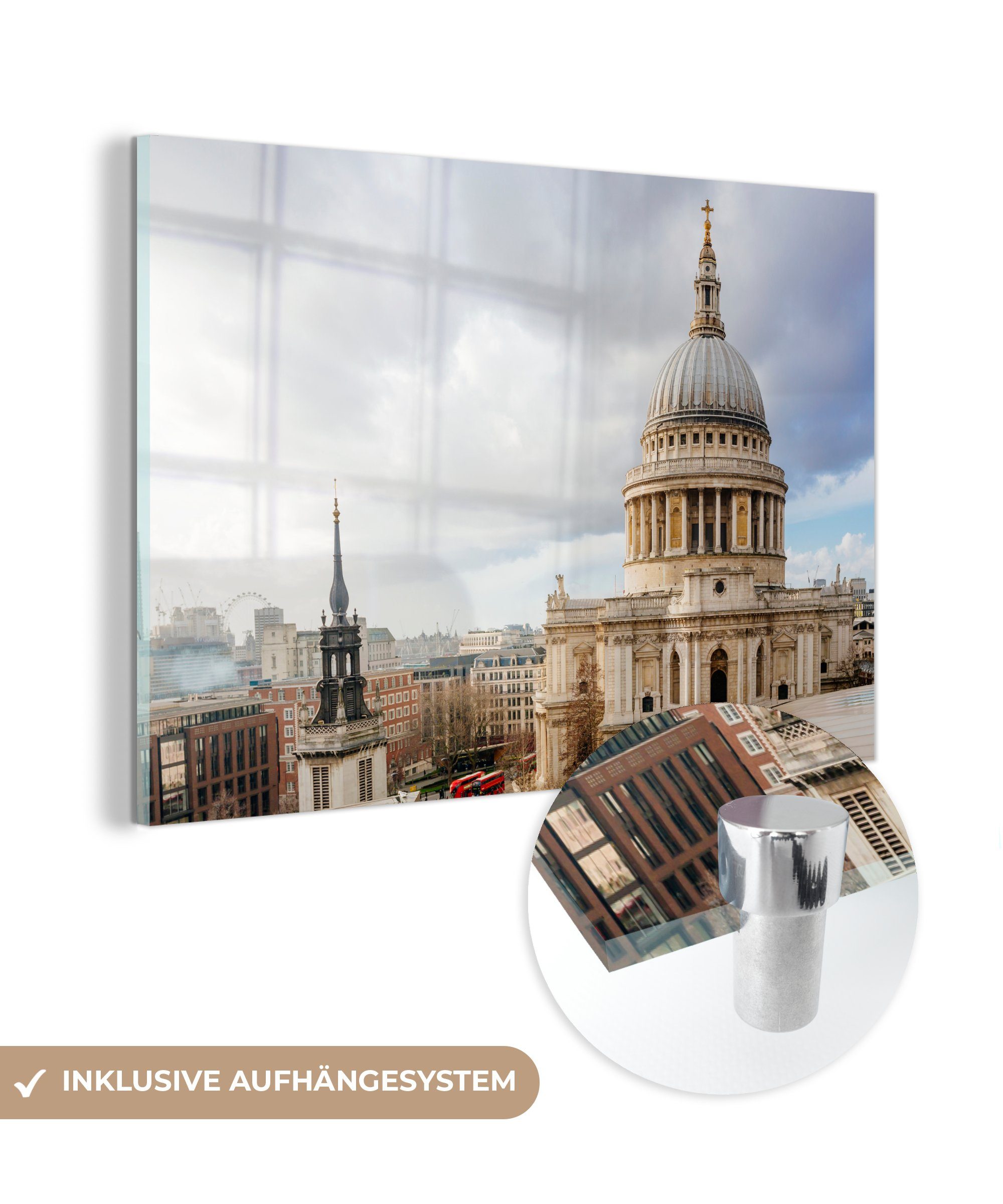 MuchoWow Acrylglasbild Das farbenfrohe Foto der St. Paul's Cathedral in London, (1 St), Acrylglasbilder Wohnzimmer & Schlafzimmer