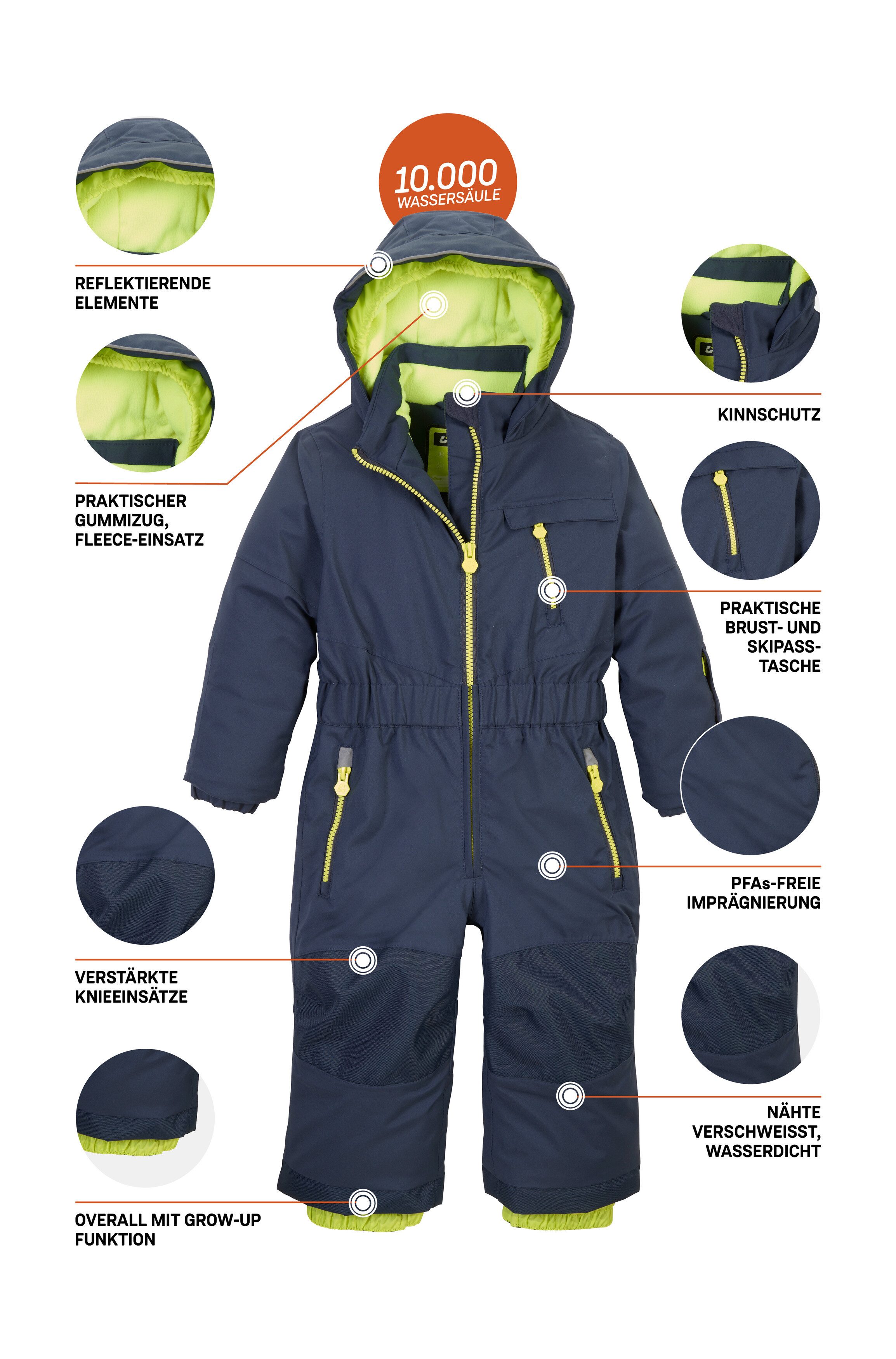 Killtec Skianzug KW 102 MNS ONPC, Skioverall: wind-u wasserdicht, Fleecefutter, verlängerbar
