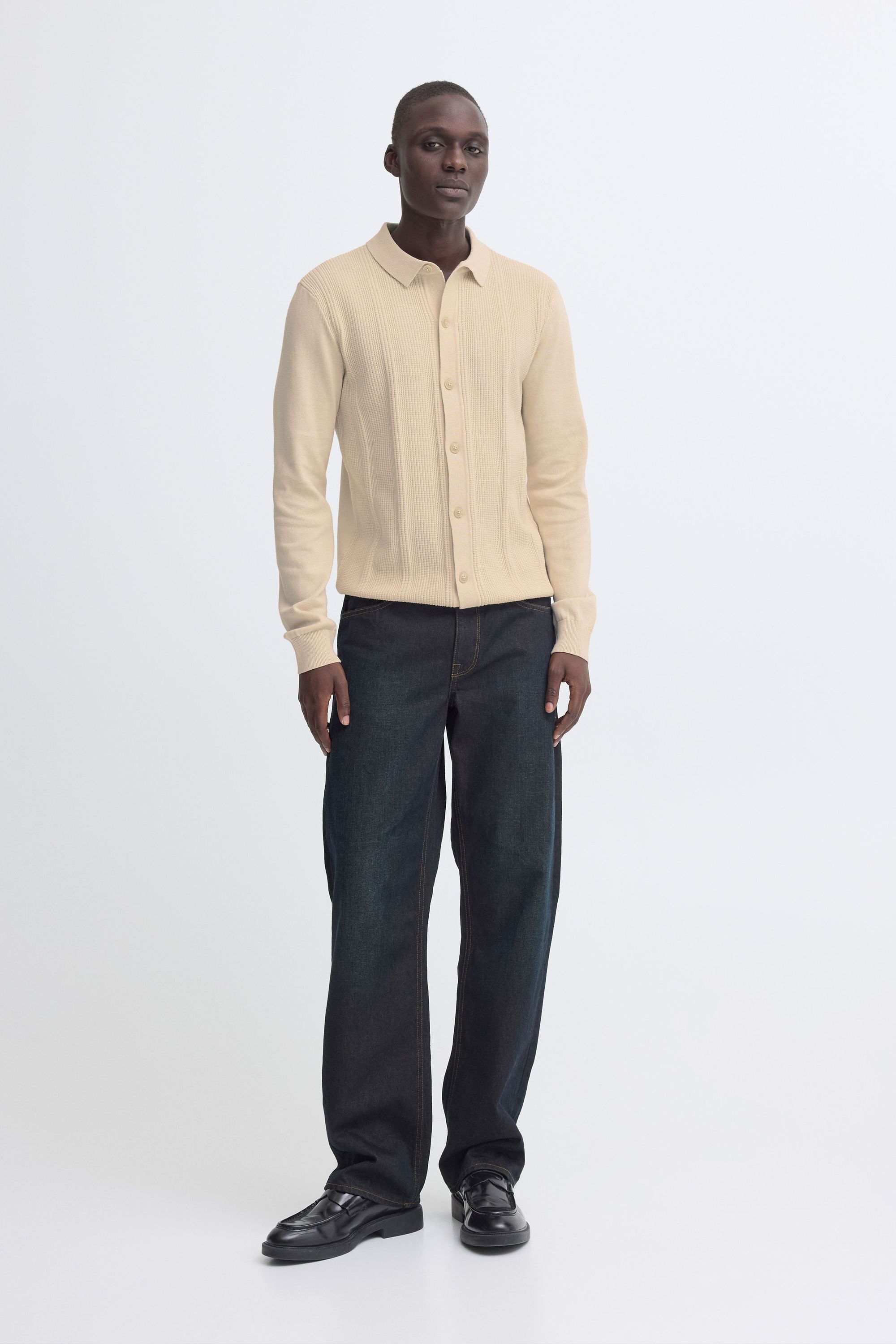 Blend Kurzarmshirt BHBaron (1-tlg) Eleganter Feinstrick-Pullover mit Polo-Kragen und Knopfleiste