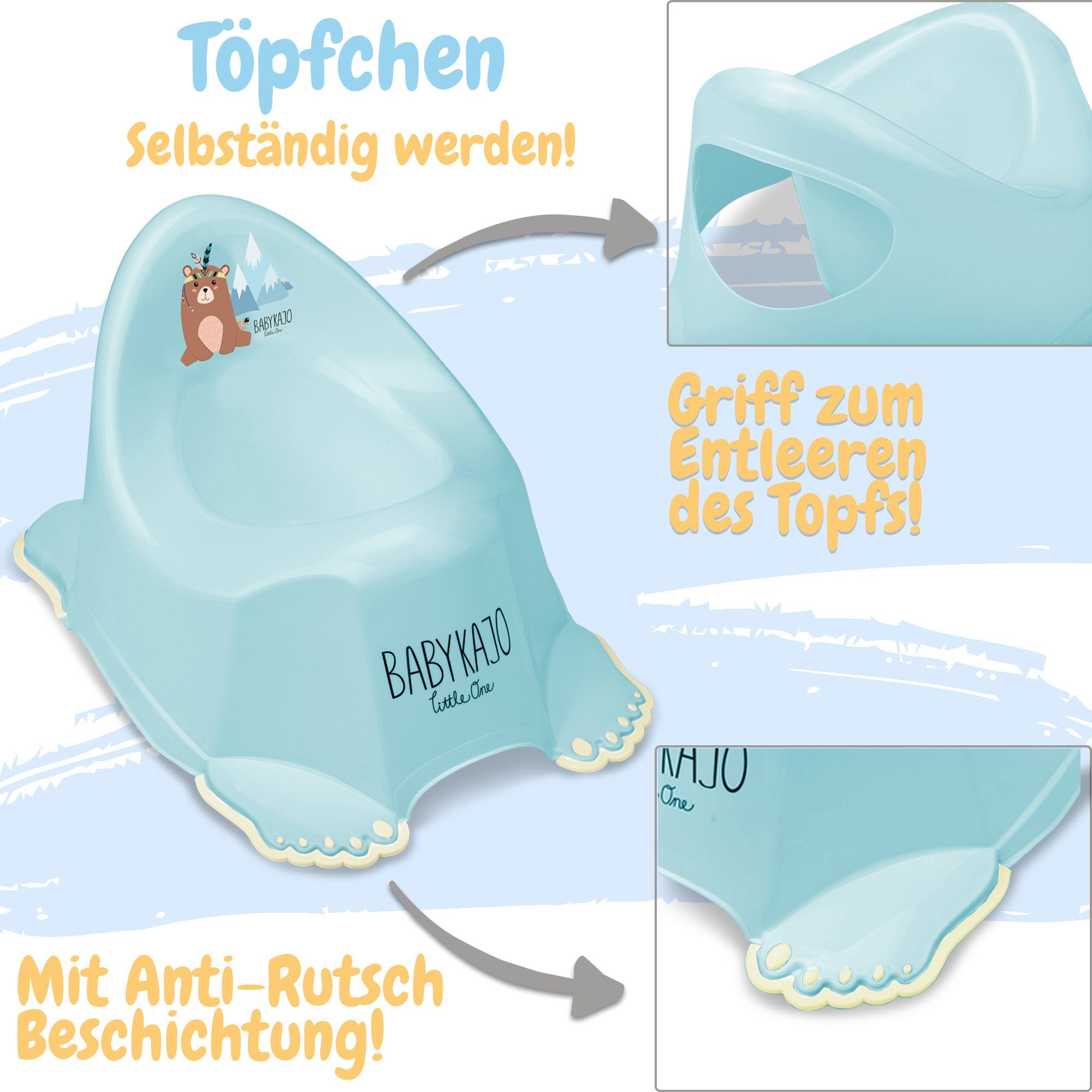 Babykajo Töpfchen, (Set, 3-tlg), Baby Topf, Toilettentrainer, Hocker - TÜV Rheinland geprüft!