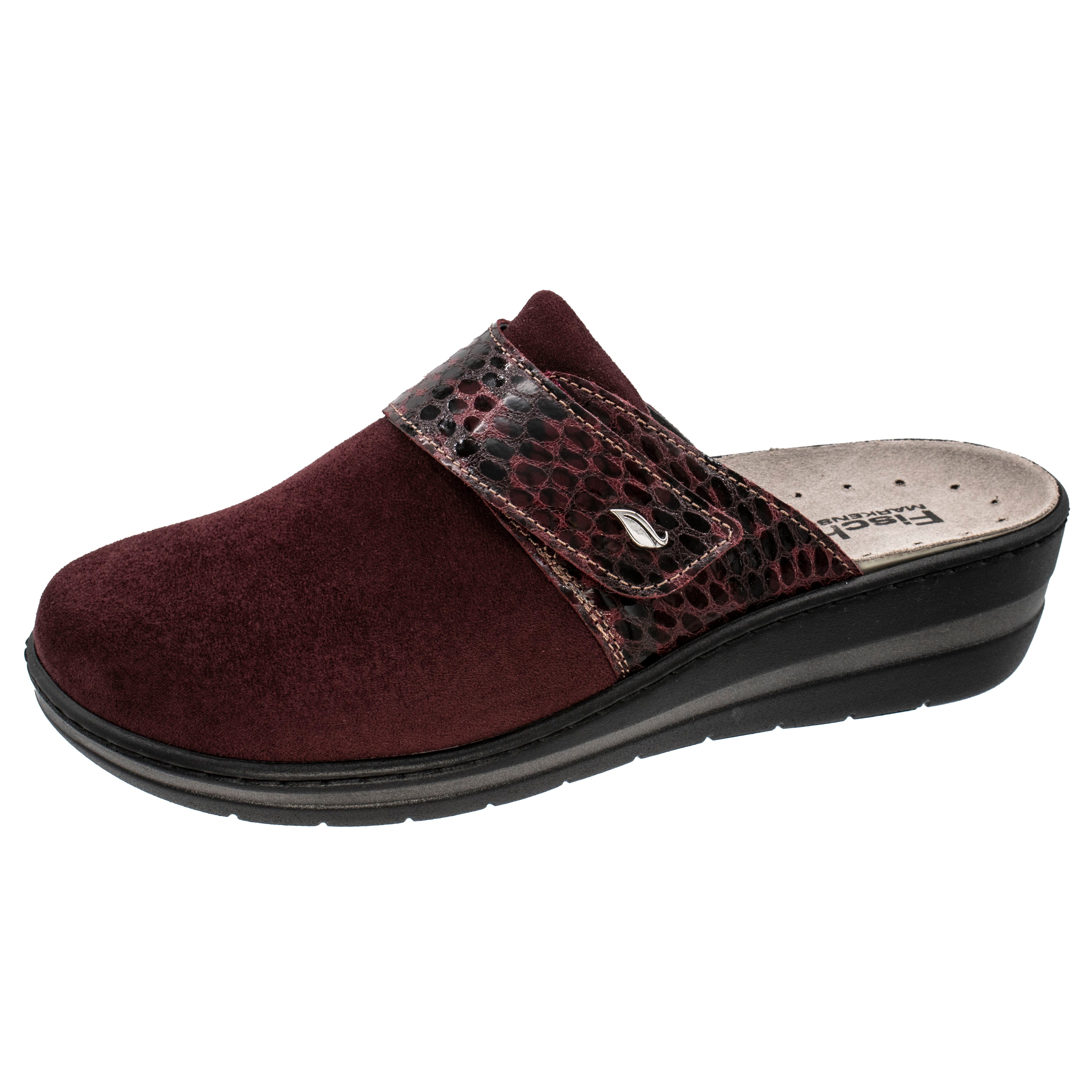 Fischer-Markenschuh Helena Pantolette aus Microfaser mit Stretch, Ledereinlegesohle herausnehmbar bordo