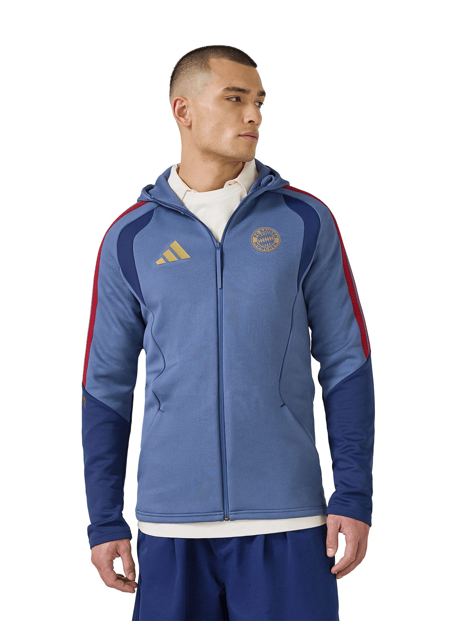 adidas Performance Kapuzenpullover FC Bayern München, Authentic Zip-Hoodie Teamline, Herren, Blau