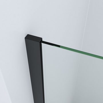 AQUALAVOS Duschwand Walk In Duschwand schwarz profil Duschglaswand mit Nano Beschichtung, Einscheiben-Sicherheitsglas (ESG) 8 mm