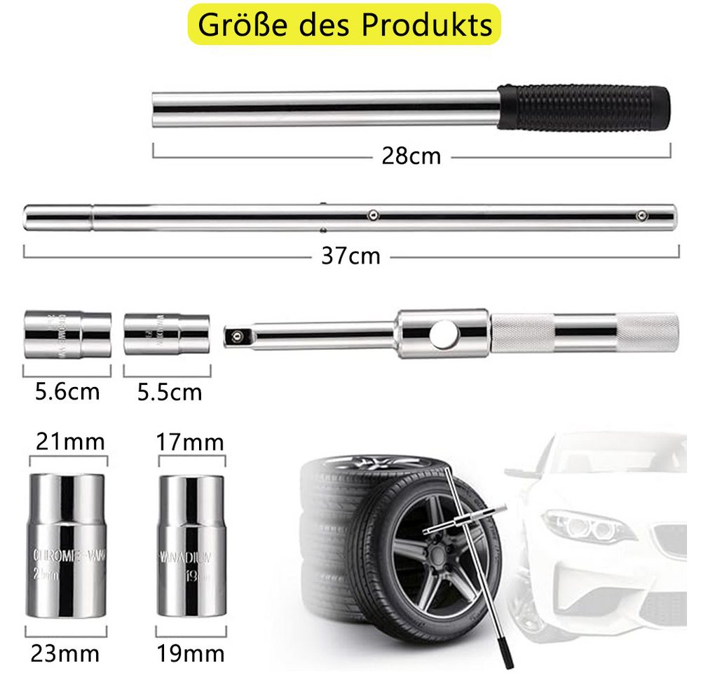 Thumbnail - NUODWELL Radmutternschlüssel Radmutternschlüssel Set, Teleskop Radschlüssel,Radkreuz für Autoreifen