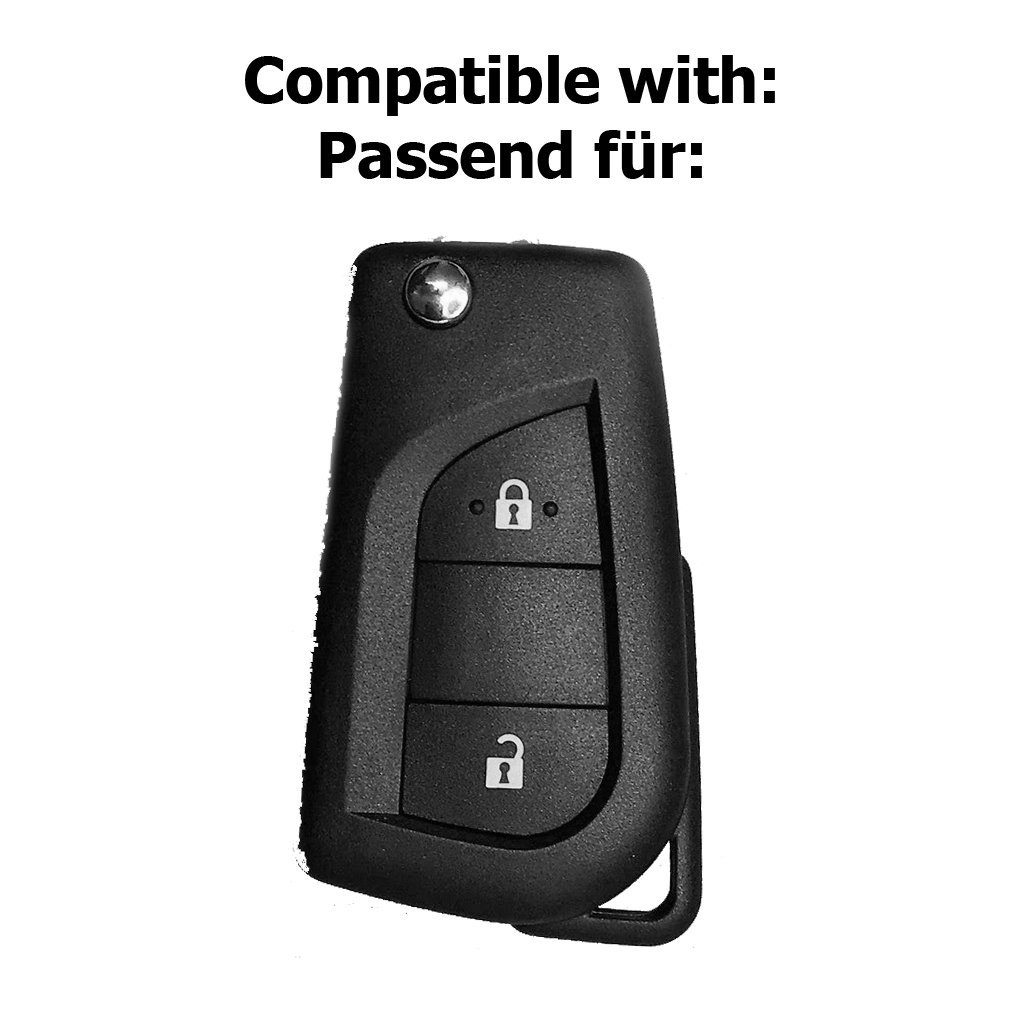 Aygo Schlüsseltasche Silikon 2 Toyota für Citroen Autoschlüssel Klappschlüssel 108 Schutzhülle C1 Peugeot Weiß, Softcase Tasten mt-key