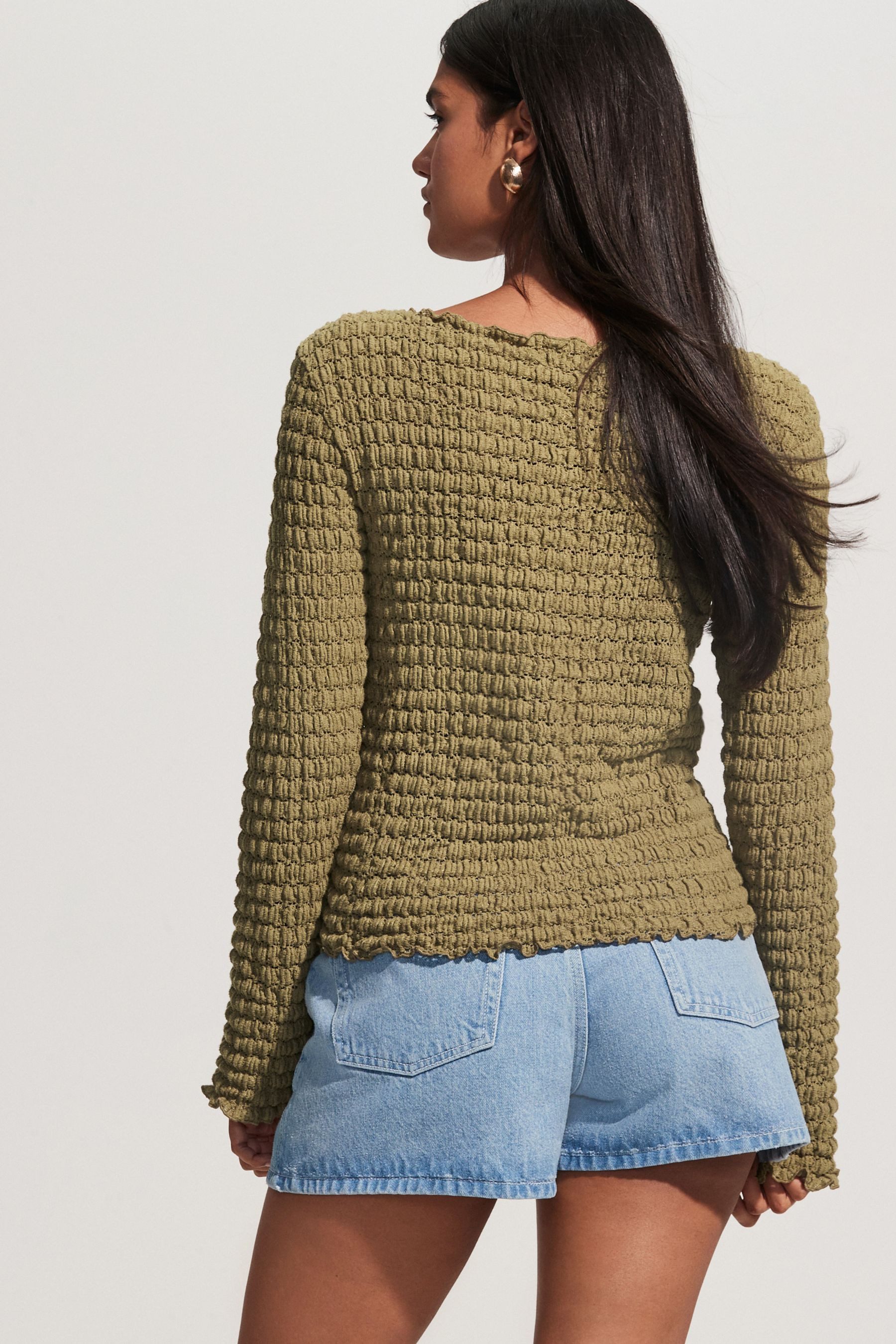 Next Strickpullover Strukturiertes Langarmshirt (1-tlg) günstig online kaufen