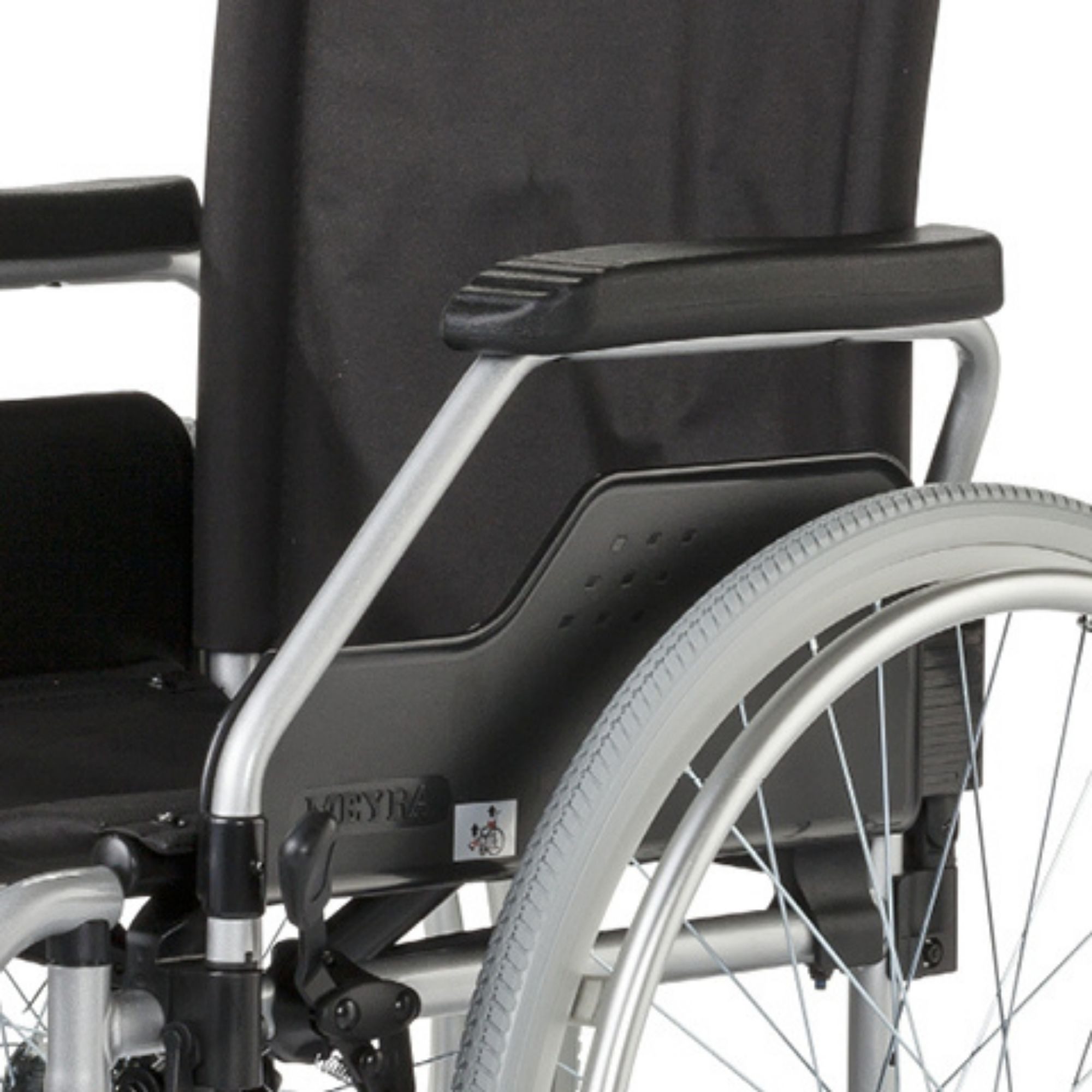 Meyra Rollstuhl Faltrollstuhl Meyra Budget 9.050 - Farbe Silber - belastbar bis 120 kg, Sitzbreite 46 cm