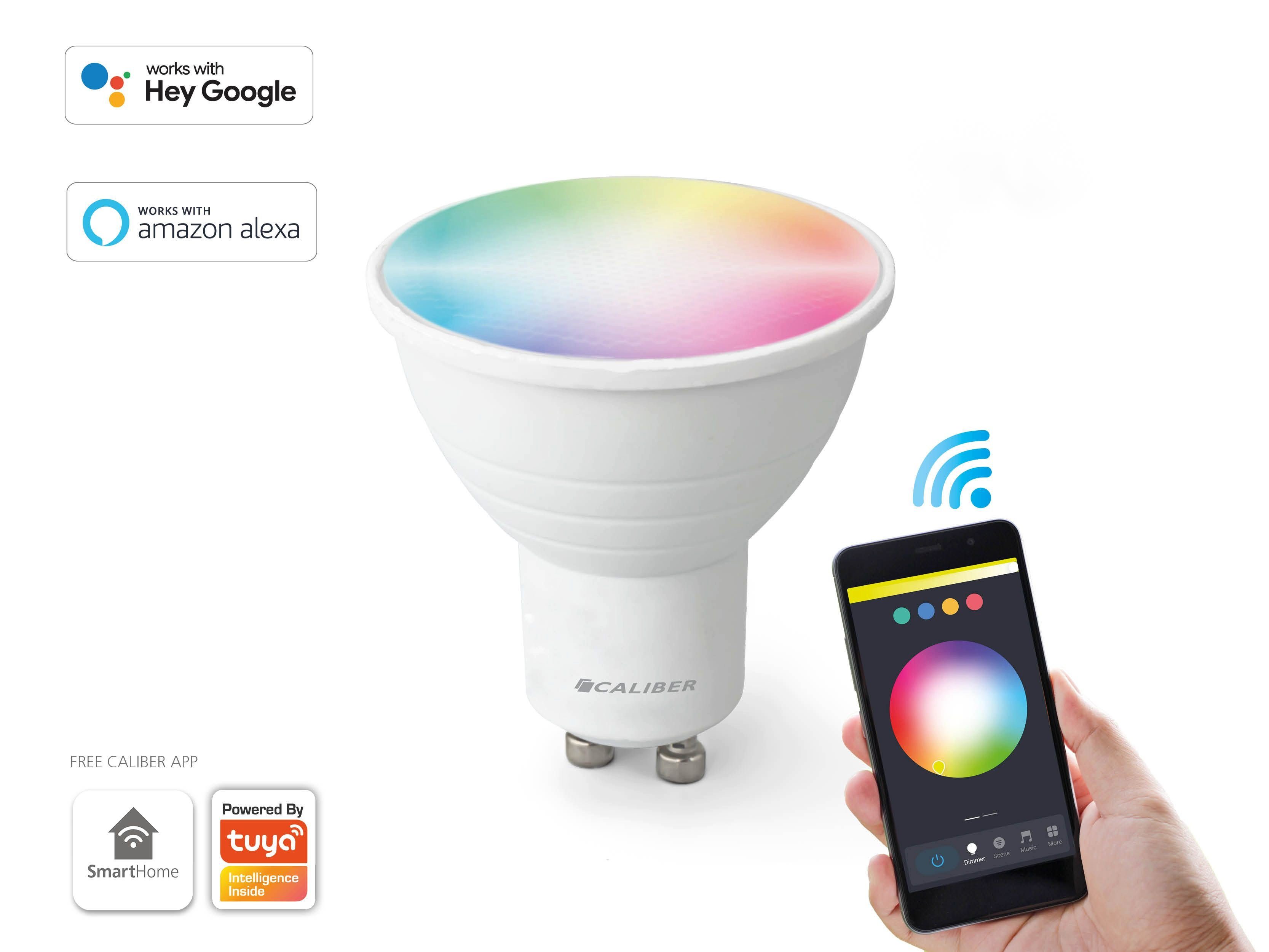 Caliber »Smarte WLAN GU10 Lampe, mehrfarbrige dimmbare smarte LED Lampe, um  Abläufe und Zeitpläne über die Caliber Smart Home-App zu steuern«  Smart-Home-Station