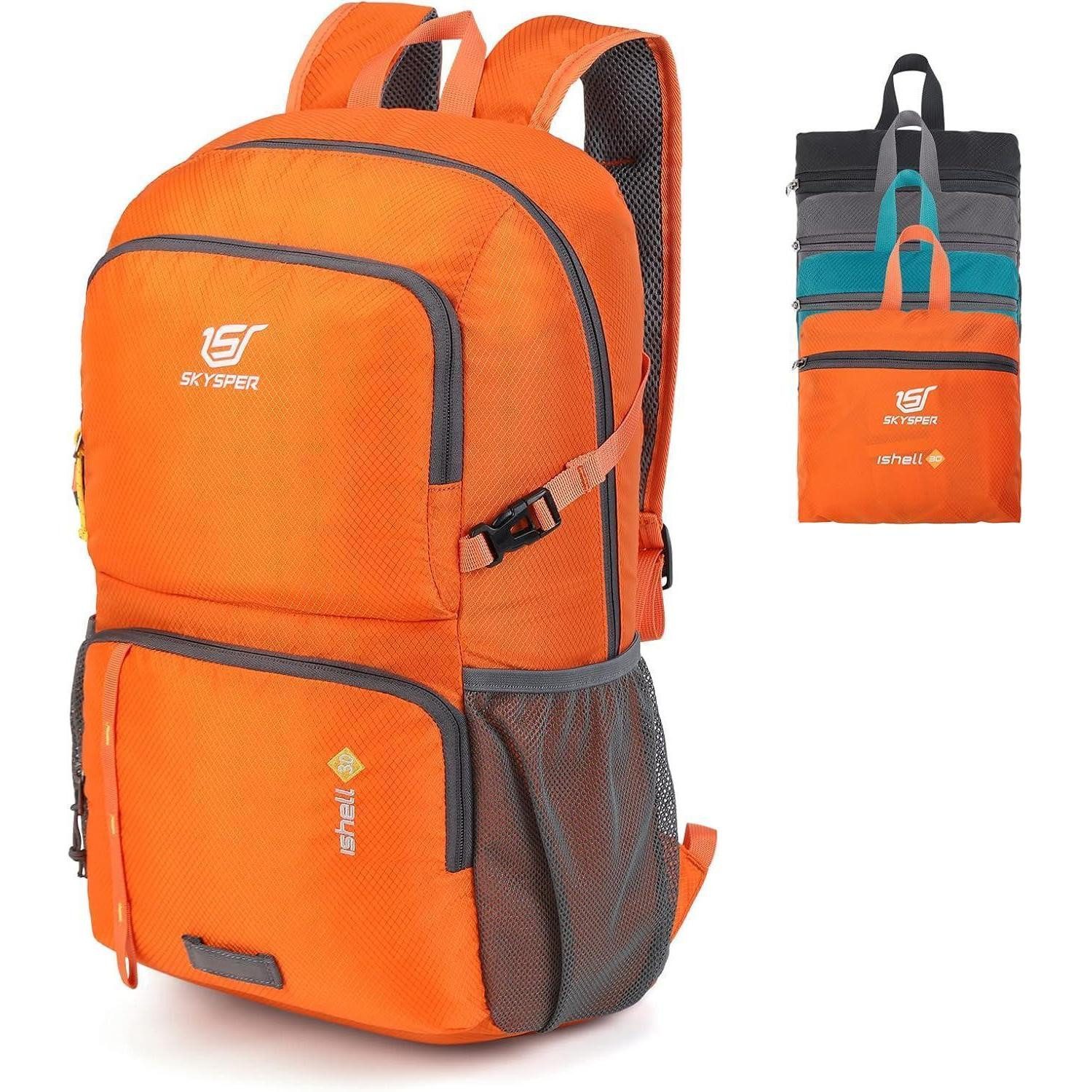 Daypack Rucksack Faltbar Ultraleicht Nassfach Wasserfest Ishell30 orange