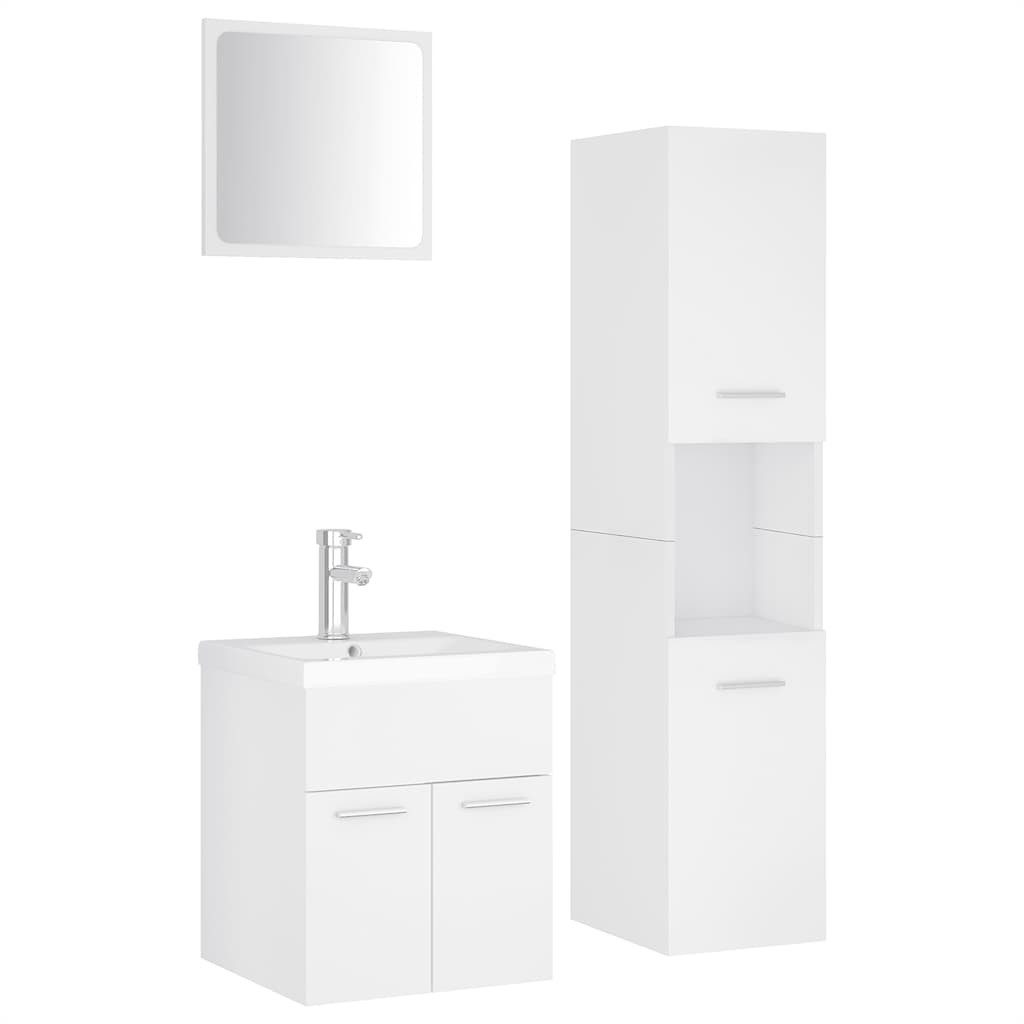 Badezimmer-Set Badmöbel-Set Weiß Holzwerkstoff