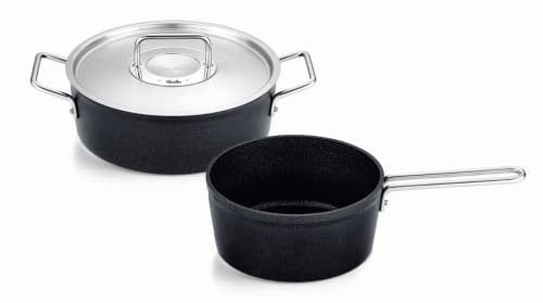 Fissler Topf-Set Adamant®, Aluminium (Set, 2-tlg., Bratentopf mit Deckel Ø 24 cm, Stielkasserolle Ø 18cm), Made in Germany