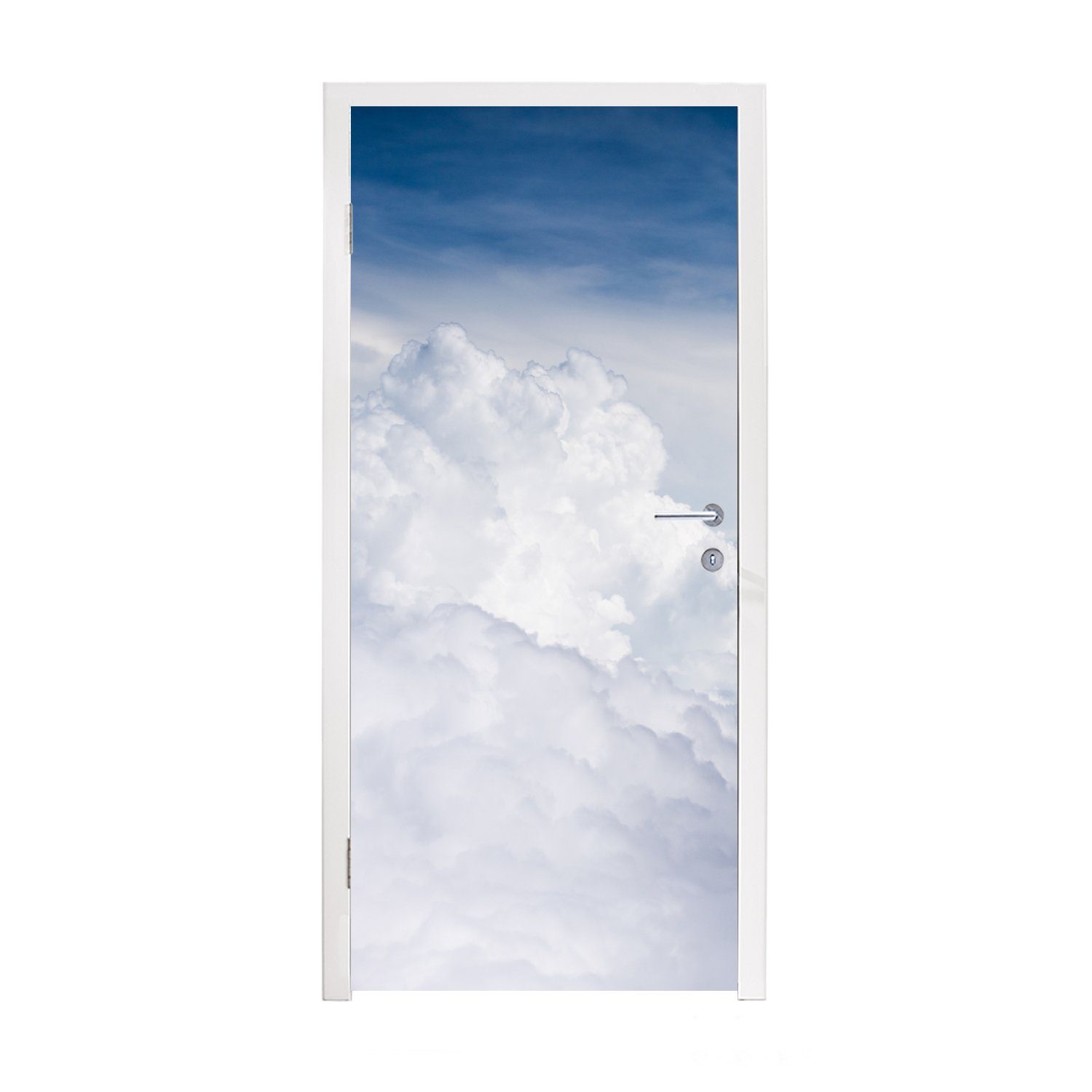 MuchoWow Türtapete Große weiße Wolken an einem dunkelblauen Himmel, Matt, bedruckt, (1 St), Fototapete für Tür, Türaufkleber, 75x205 cm