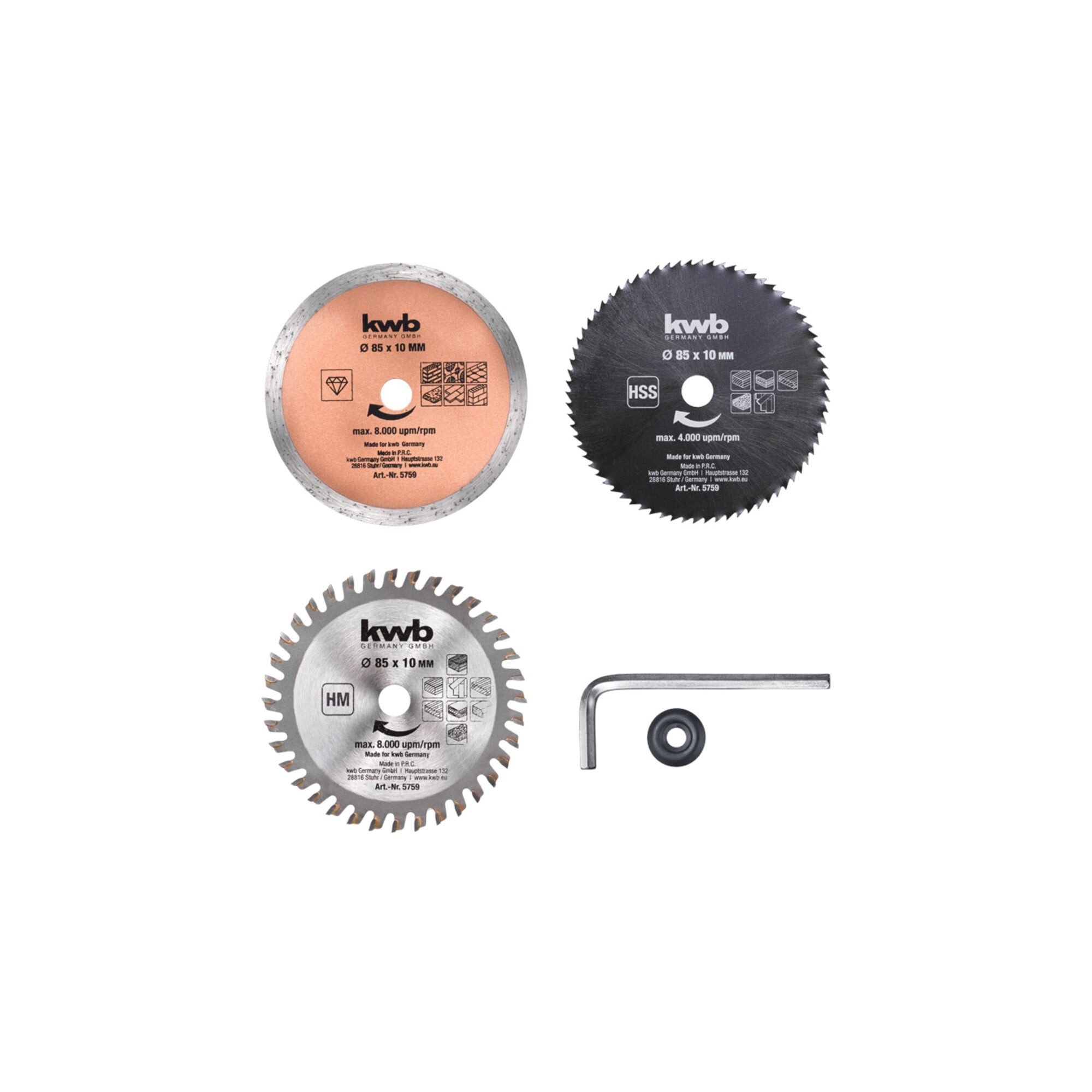 kwb Kreissägeblatt kwb Mini-Kreissäge Set 5tlg