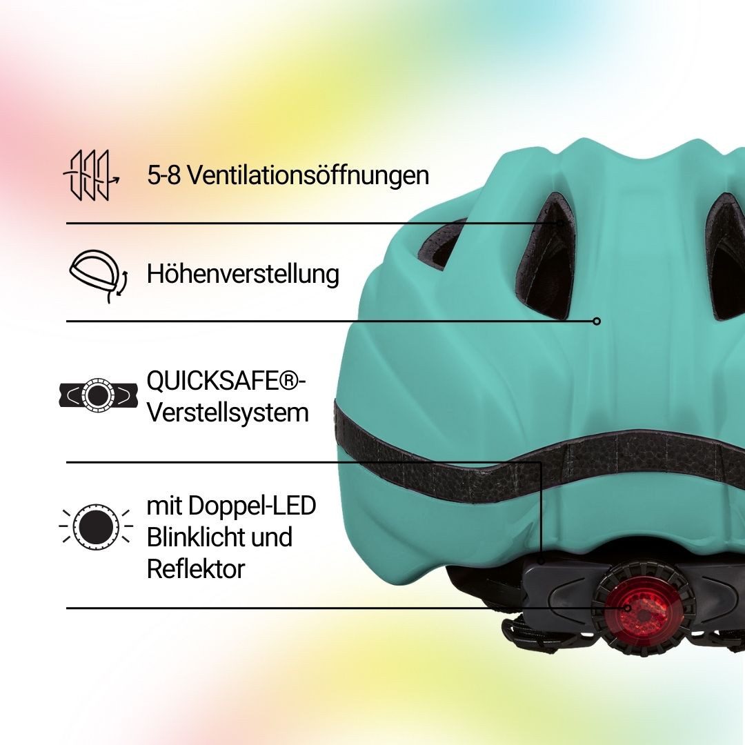 KED Fahrradhelm Meggy II Trend Kinderhelm, LED Rücklicht, MaxShell Technologie, Präzise Größenverstellung