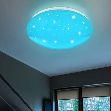etc-shop LED Deckenleuchte, LED-Leuchtmittel fest verbaut, Warmweiß, Farbwechsel, RGB LED Decken Leuchte Dimmer Fernbedienung Sternenhimmel Funkel Lampe