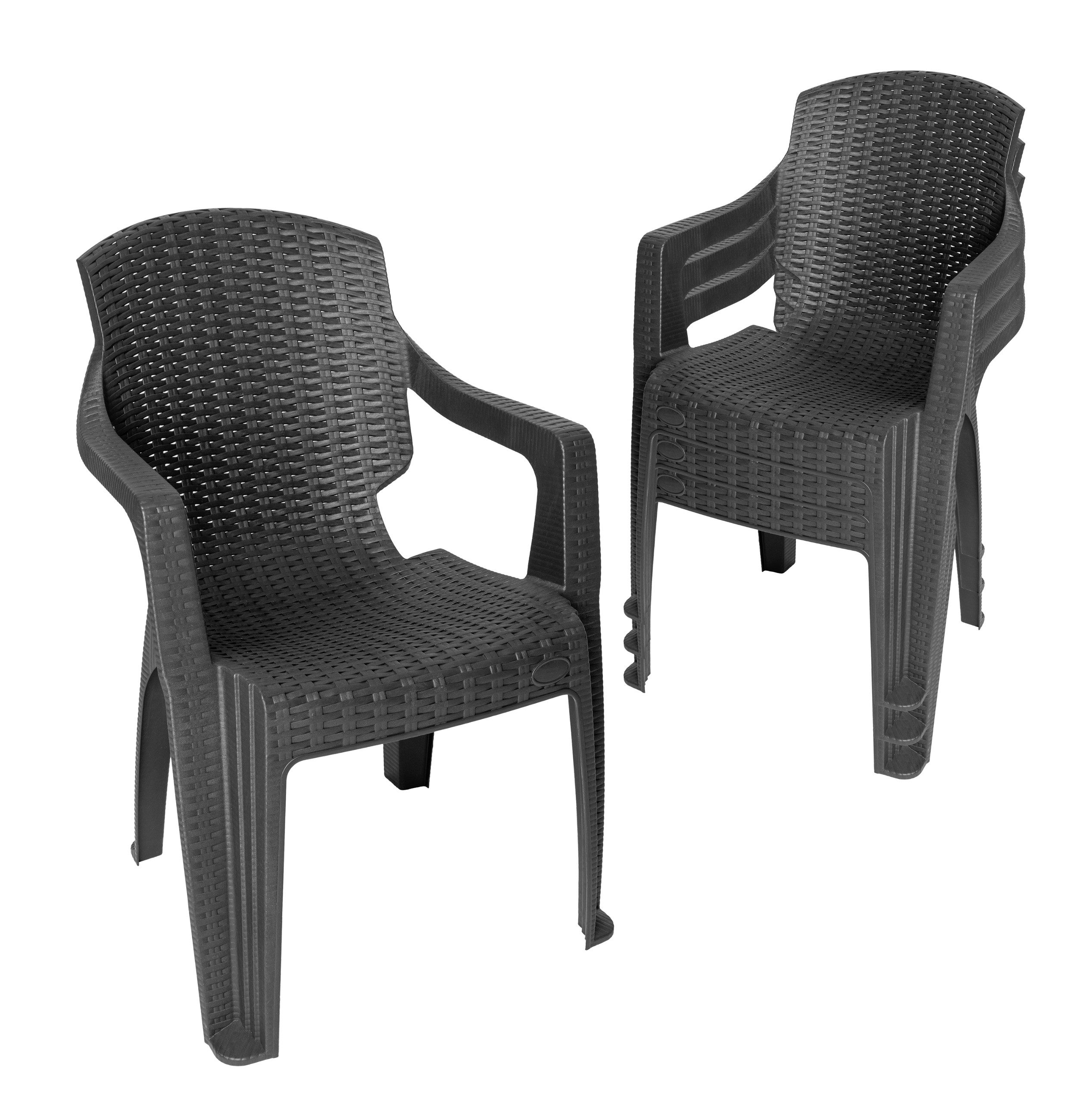 Garronda Armlehnstuhl Gartenstuhl in Rattan-Optik wetterfest stapelbar Bistrostuhl GD-0254 (4 St), 4er Set