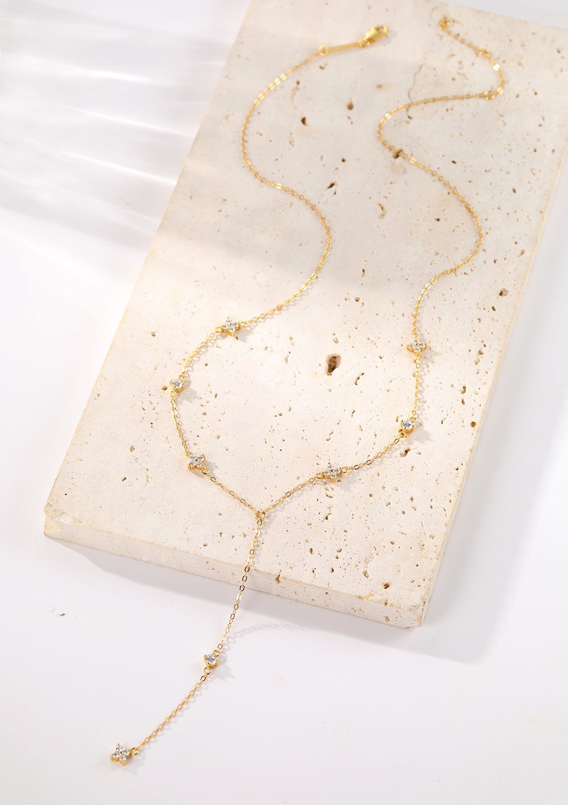 Hey Happiness Statementkette Blumen Y-Kette mit Zirkonia, Elegante Damen 925 Silberkette, Silber Gold Roségold
