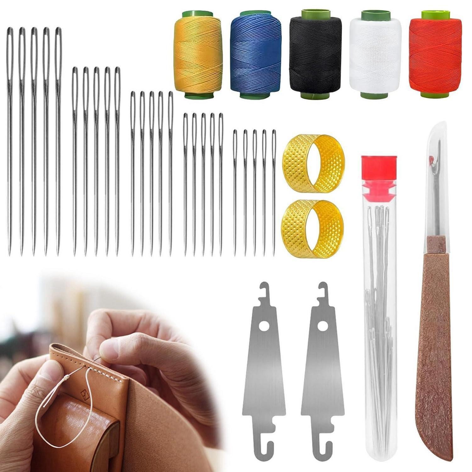 LuxusKollektion Big-Eye-Nadeln Nähnadel-Set 37tlg. mit großem Öhr Edelstahl