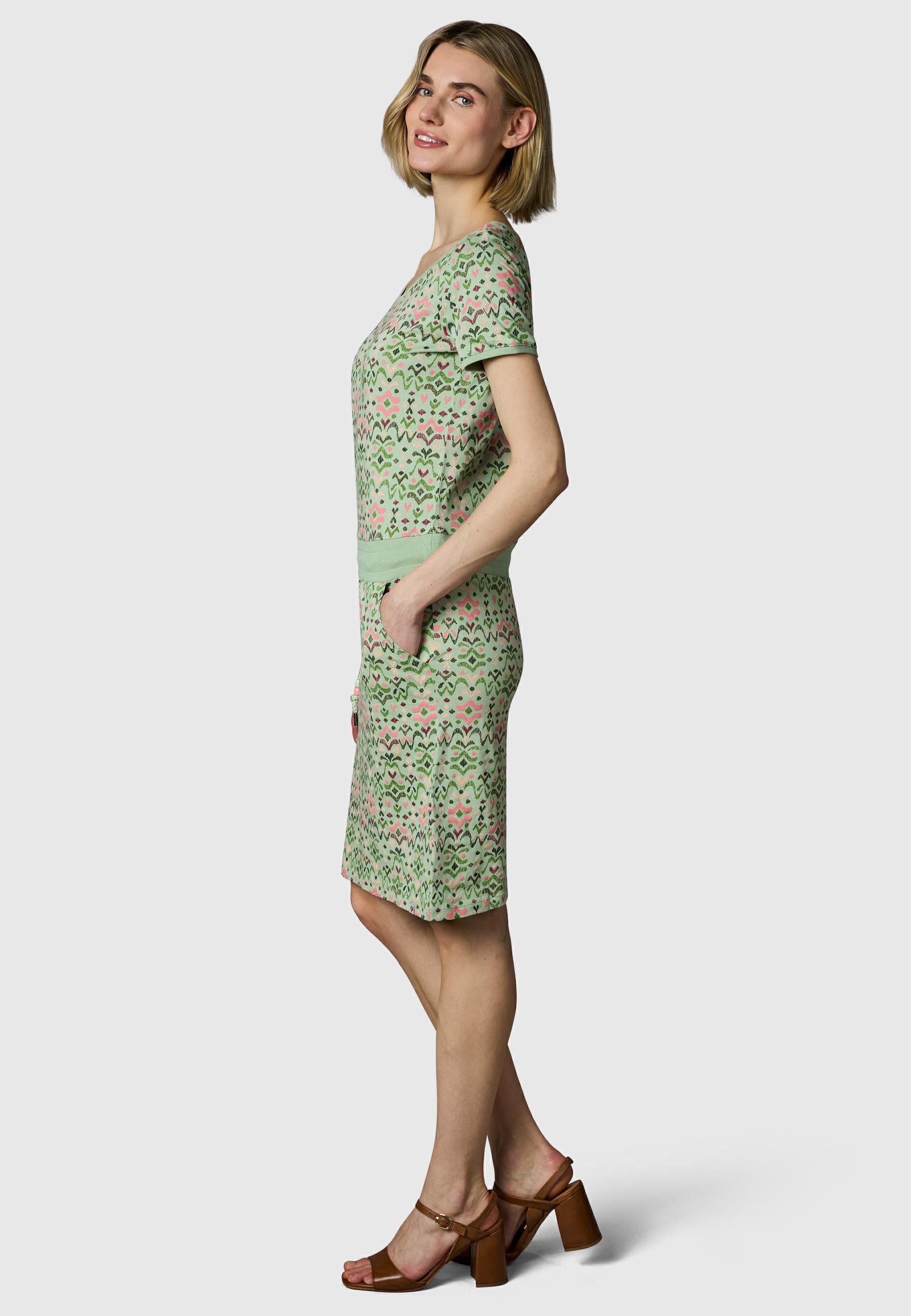 Ragwear Minikleid Baomi Print YOUMODO Gemustertes kurzes Sommerkleid mit Taillenkordel