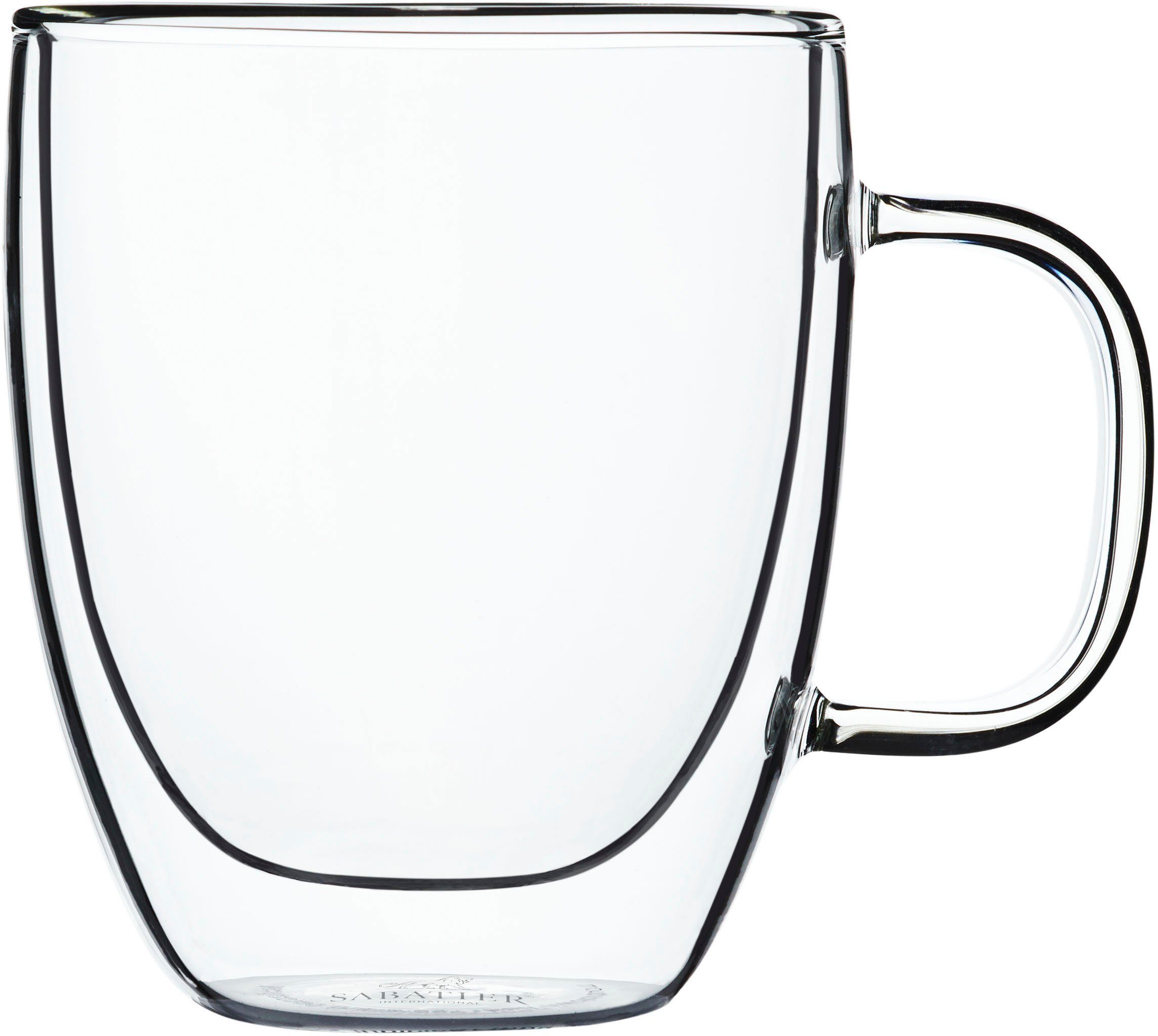 SABATIER International Thermoglas Brasserie, 2-tlg., Borosilikatglas, Mundgeblasen, 300 ml, hitze- & kältebeständiges Borosilikatglas