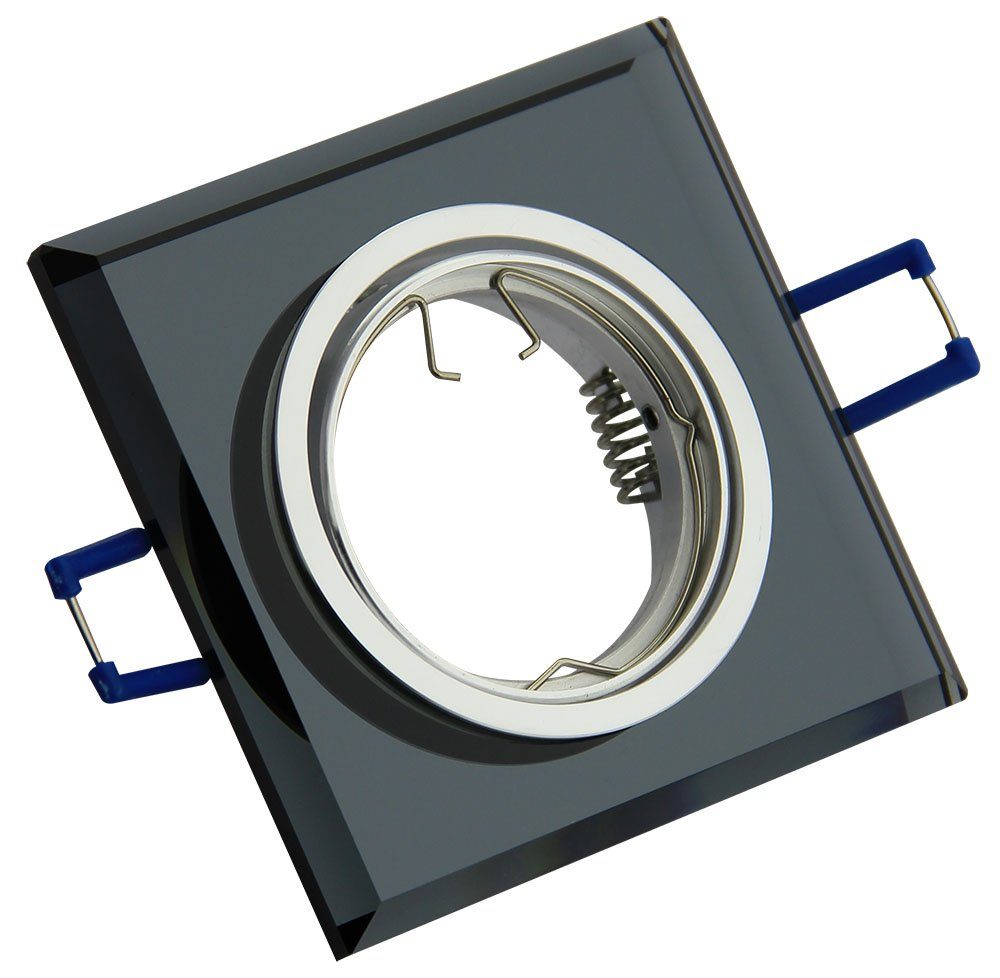 TRANGO LED Einbauleuchte, 3er Set 6736S-03G6KSDAK *BLACK CRYSTAL* LED Deckenstrahler aus handgeschliffenem Schwarzglas & Alu inkl. 3x 3-Stufen dimmbar GU10 LED Leuchtmittel 6000K Tageslichtweiß, Einbauspot, Deckenleuchte