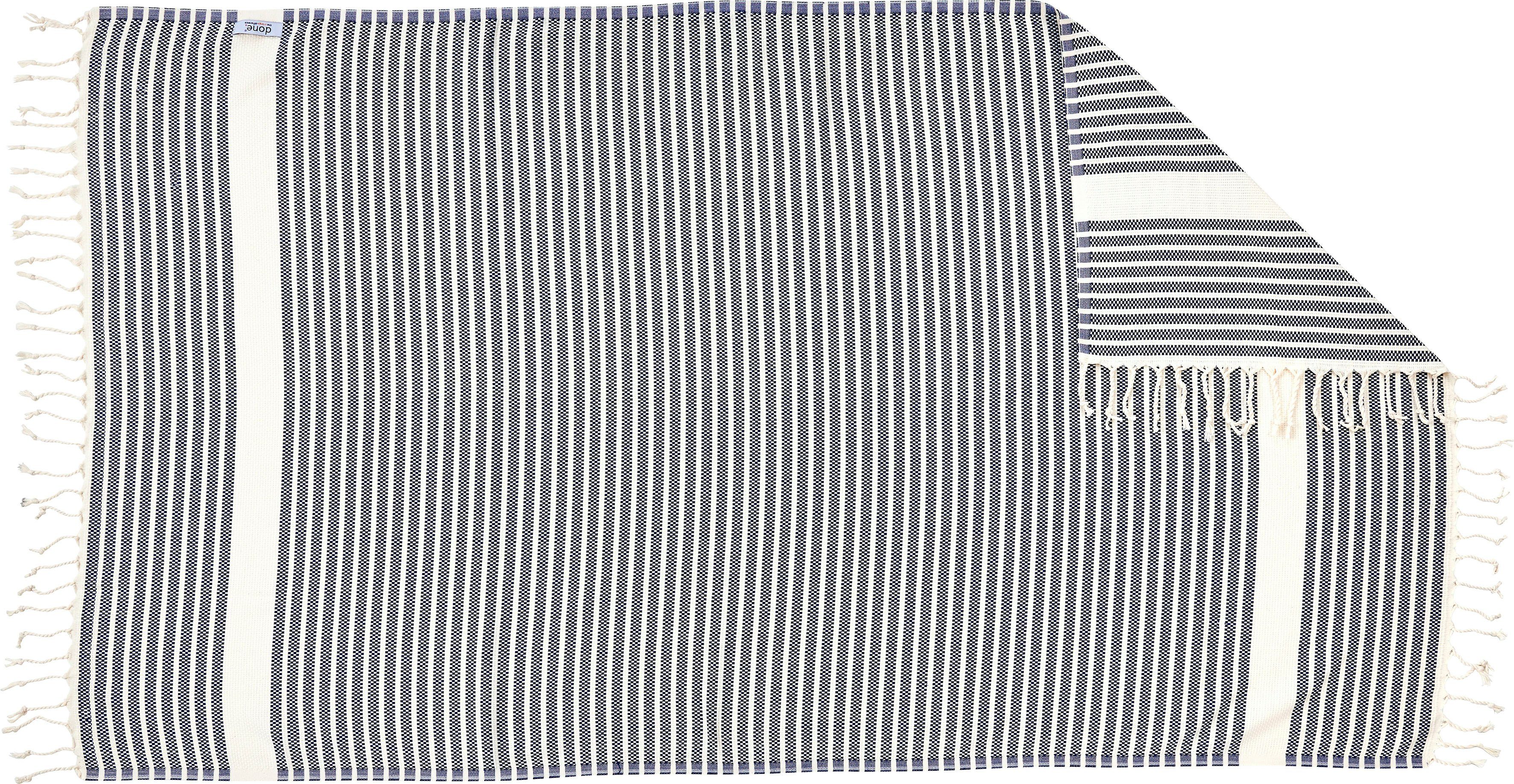 Plaid Lounge Stripes, Fransen geknoteten mit done.®, Plaid navy/beige Leichtes