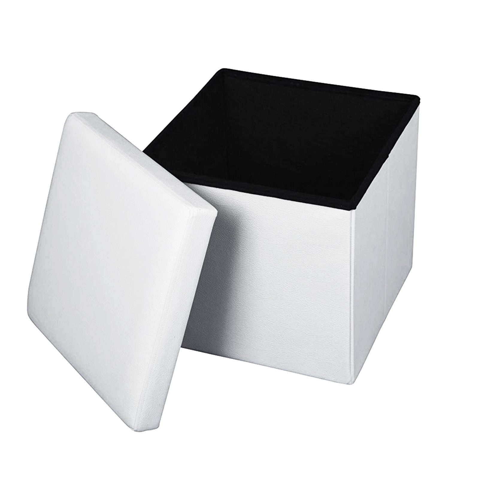 ECHTWERK Sitzwürfel StoreCube, faltbar, circa 38 x 38 x 38 cm, Kunstleder, Aufbewahrungsbox, weiß