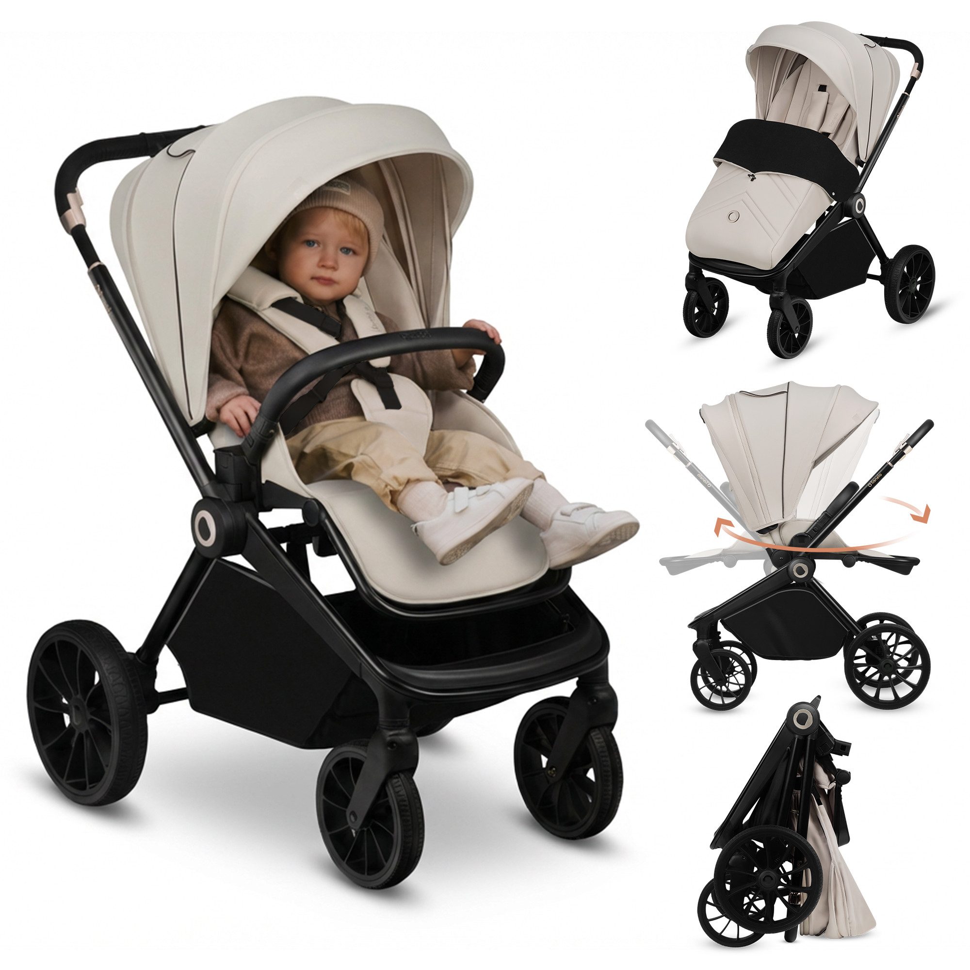 lionelo Kinder-Buggy MIKA PLUS, (Set), XXL-Verdeck/UPF50+/Mit Belüftungssystem