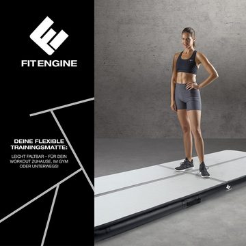 FitEngine Sportmatte Turnmatte - Fitnessmatte, Air Track Trainingsmatte aufblasbar 3 x 1 m