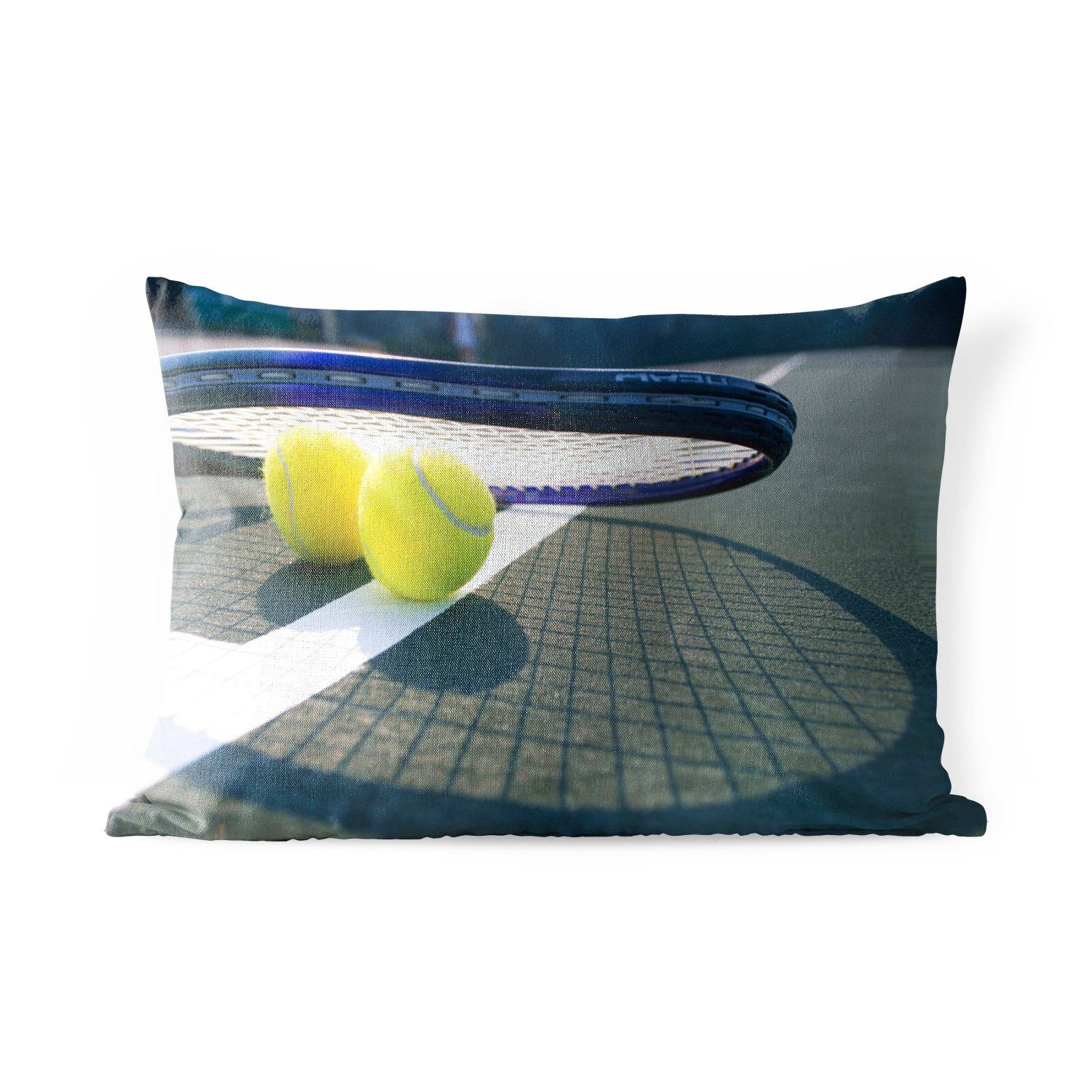 Kissenhülle Polyester, und Tennisschläger, Outdoor-Dekorationskissen, Dekokissenbezug, Dekokissen MuchoWow Tennisbälle