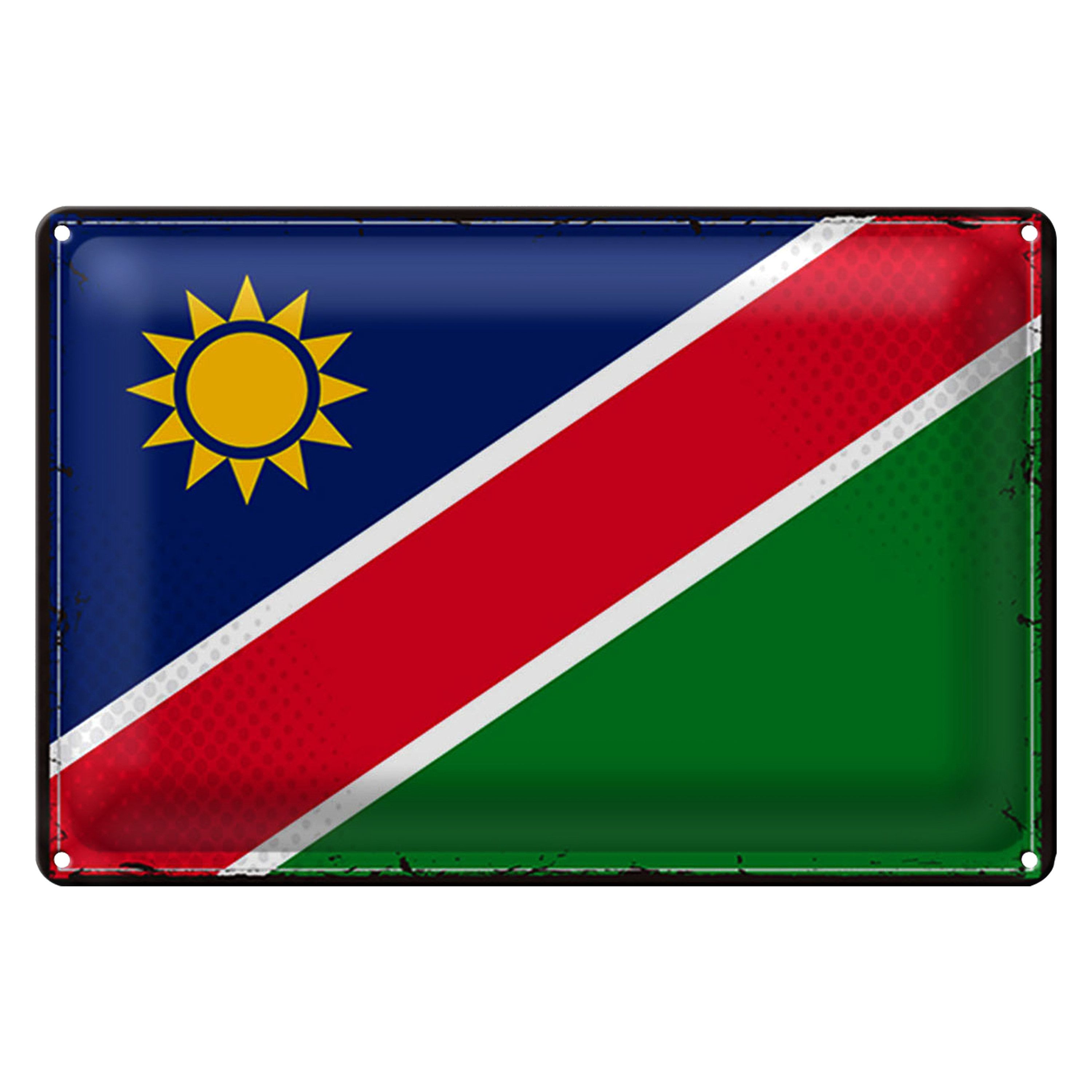 Roomando Metallschild Blechschild Flagge Namibia 30x20cm Retro Flag of Namibia